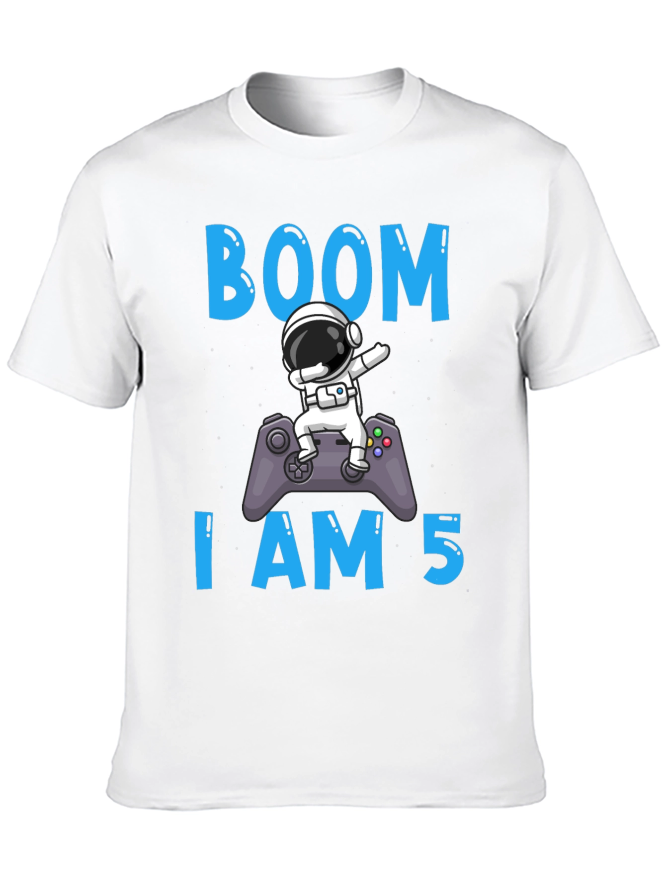 Boom I am 5 Birthday Astronaut Gamer T-Shirt
