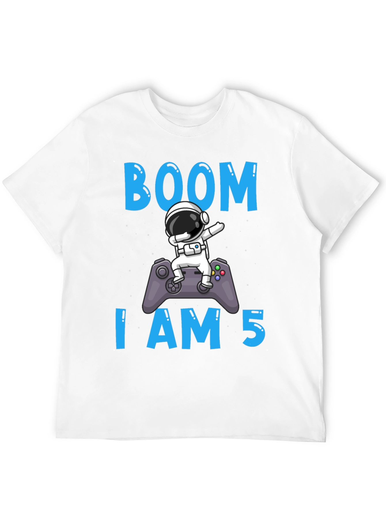 Boom I am 5 Birthday Astronaut Gamer T-Shirt