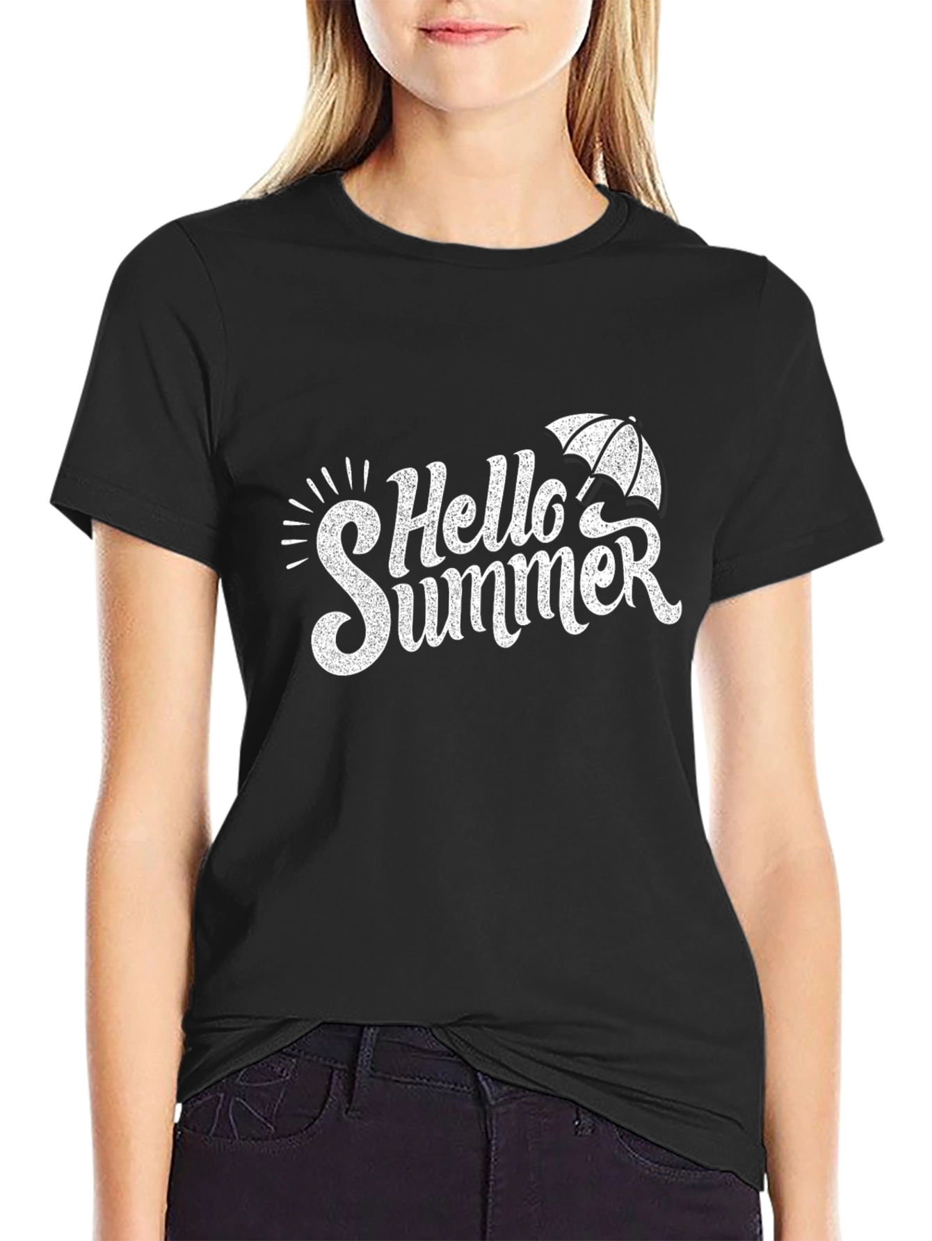 Hello Summer Graphic Tee - Black Cotton T-Shirt