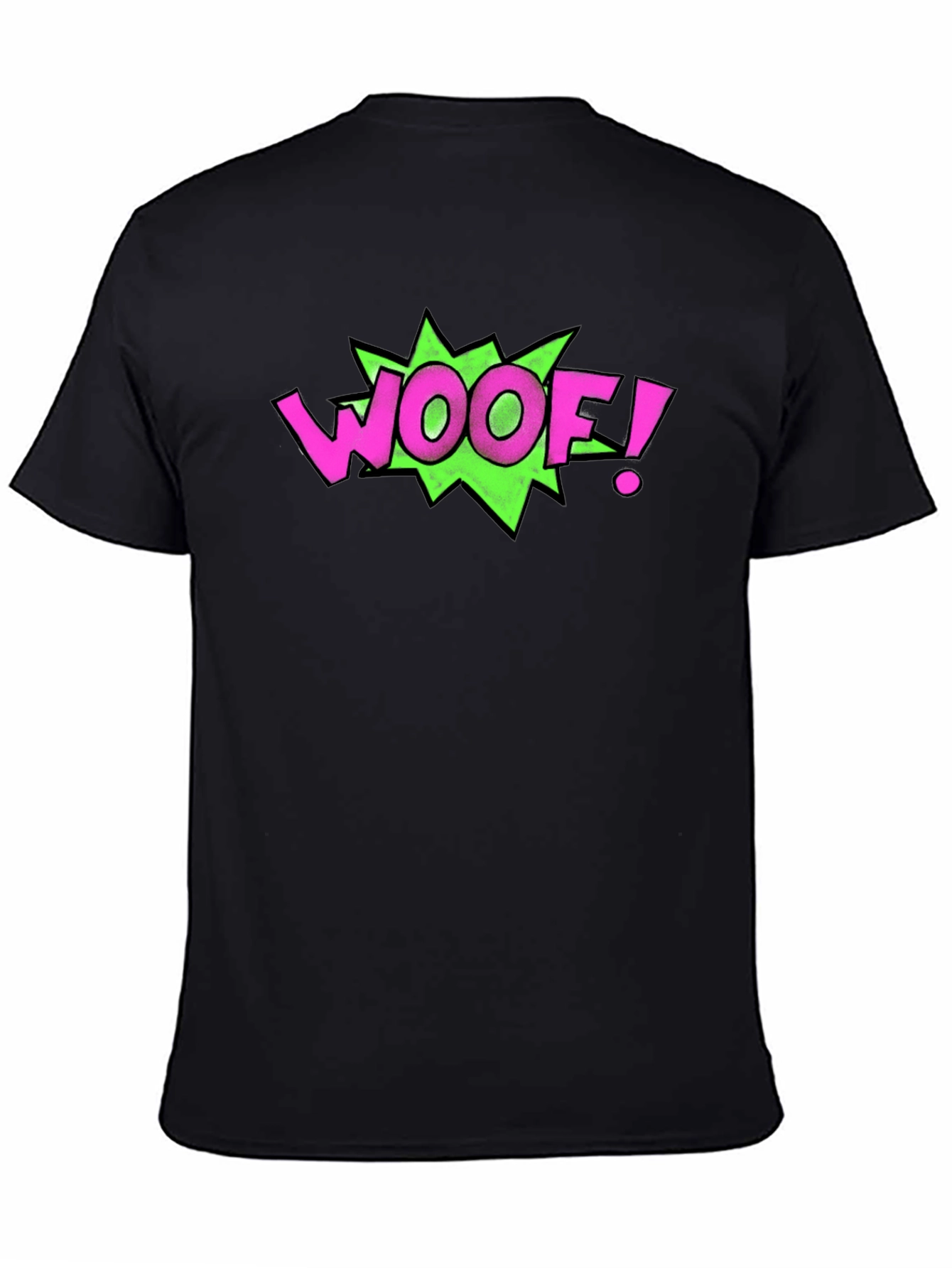 Woof! Graphic Print Crew Neck Black T-Shirt