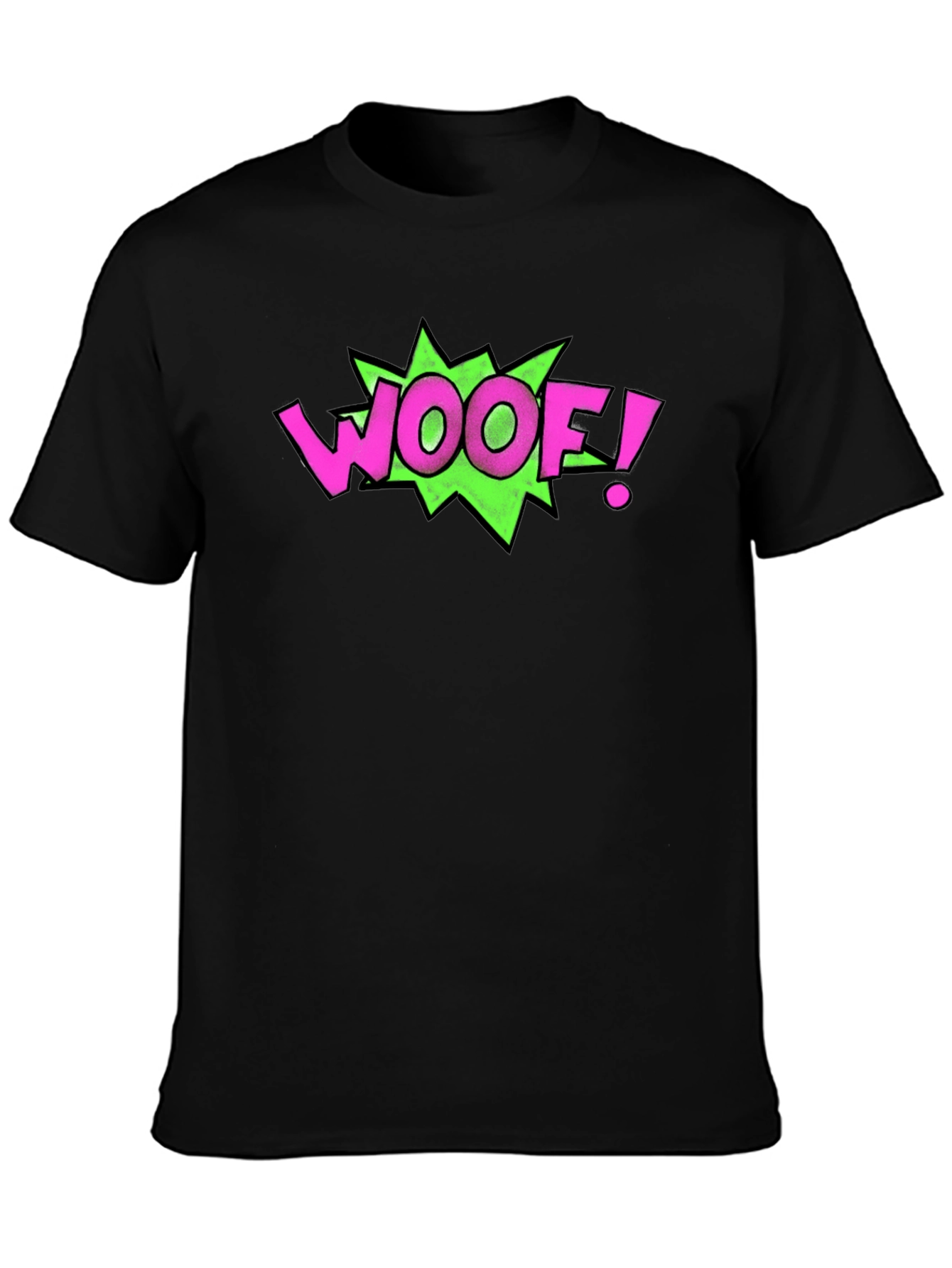 Woof! Graphic Print Crew Neck Black T-Shirt