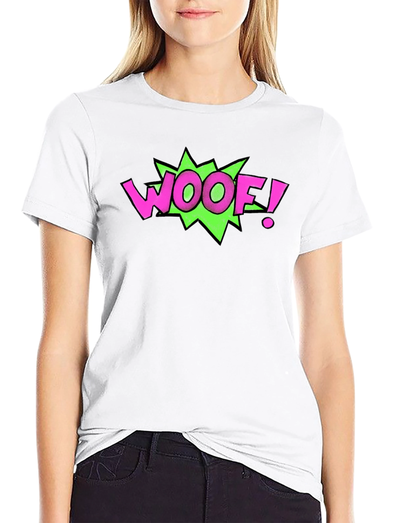 Woof! Graphic Print Crew Neck Black T-Shirt