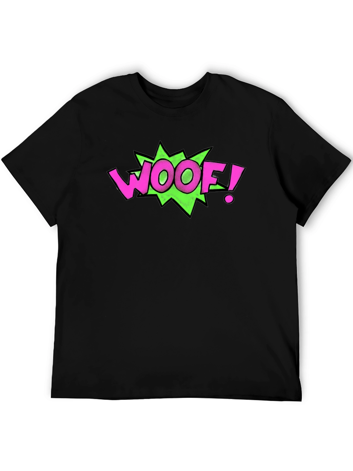 Woof! Graphic Print Crew Neck Black T-Shirt