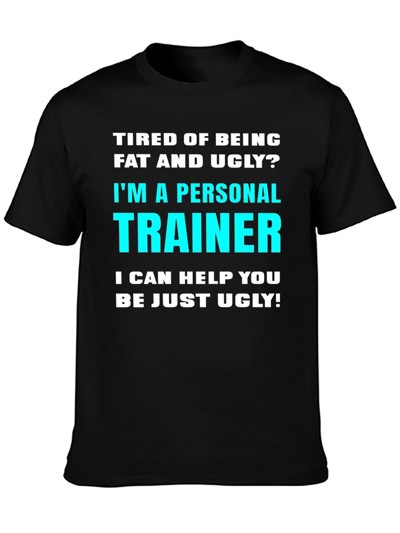 Personal Trainer Funny Slogan T-Shirt - Fat and Ugly