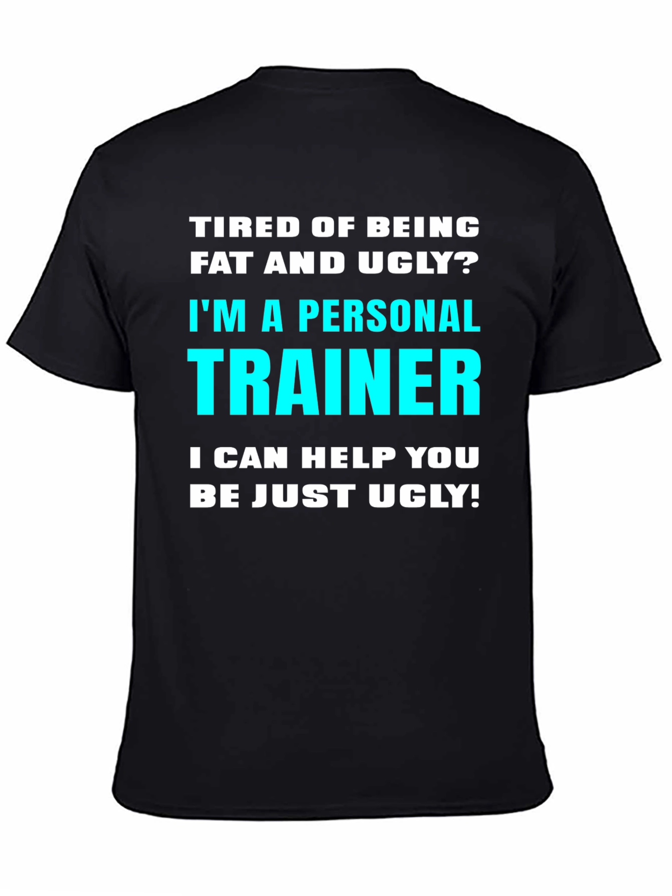 Personal Trainer Funny Slogan T-Shirt - Fat and Ugly