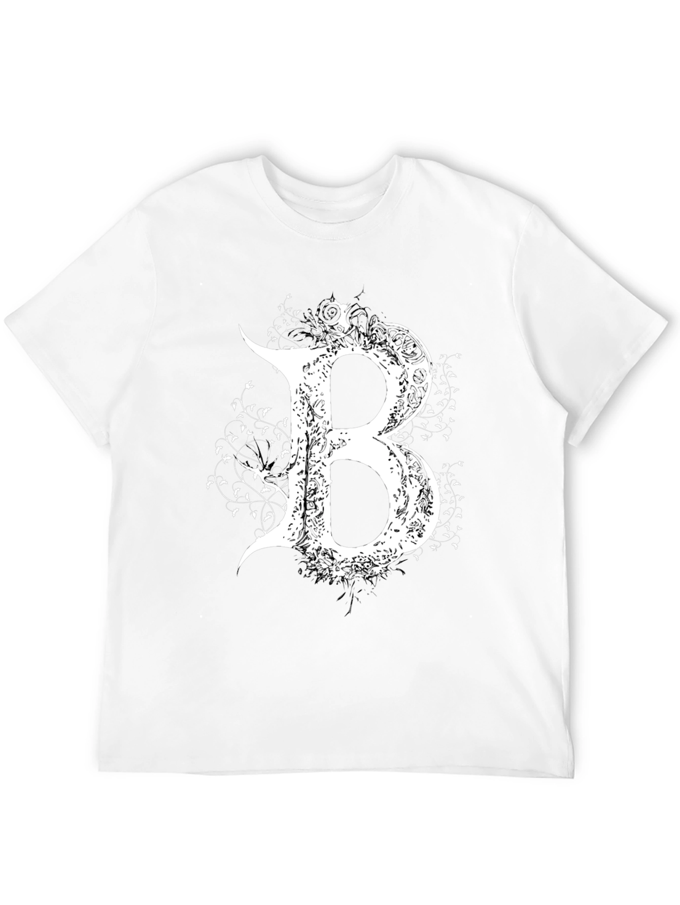 Gothic Letter B T-Shirt - Elegant Dark Style Tee