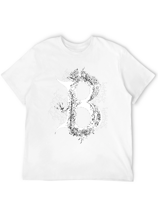 Gothic Letter B T-Shirt - Elegant Dark Style Tee