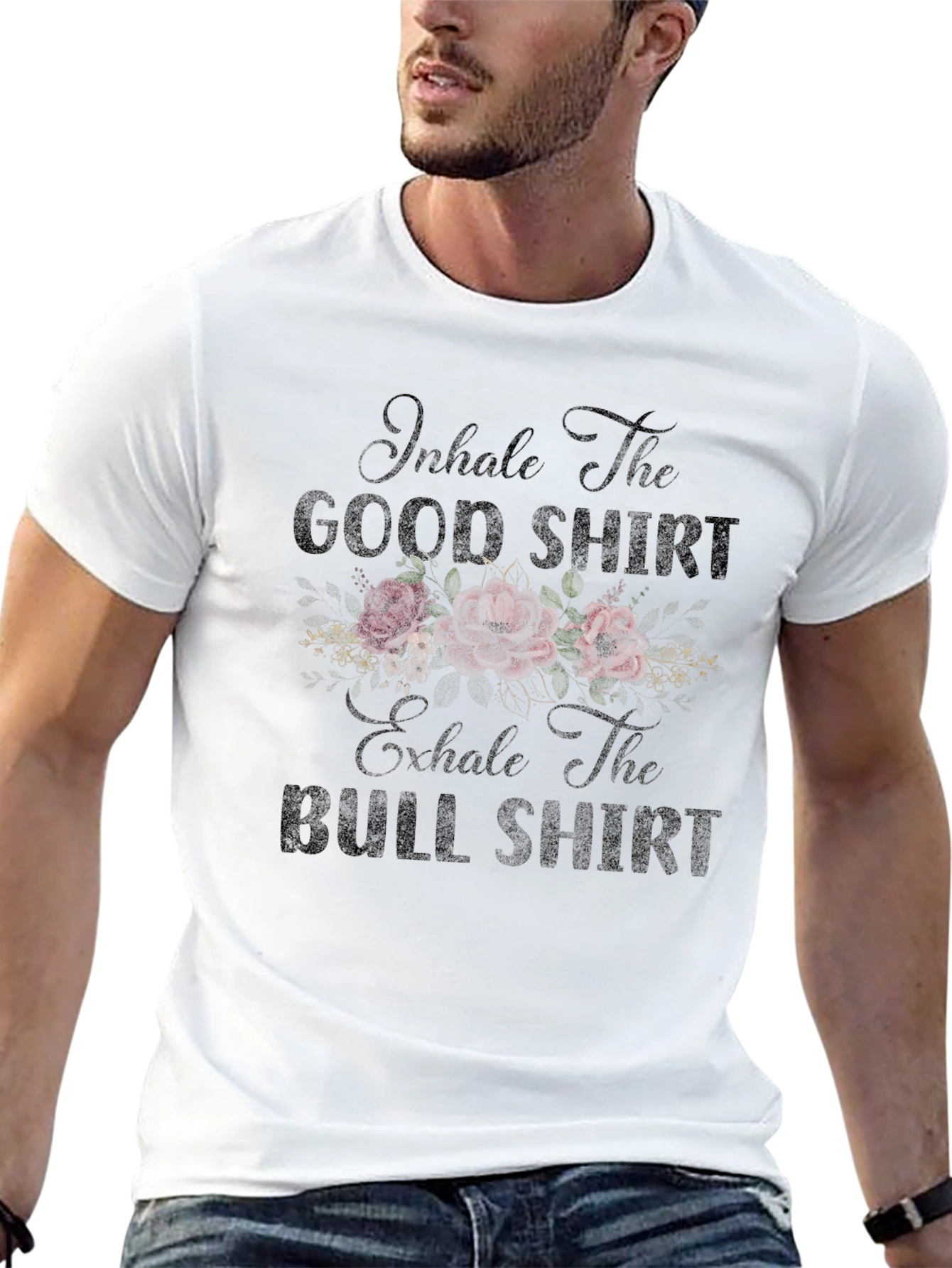 Inhale Good Exhale Bull Mens Graphic Tee
