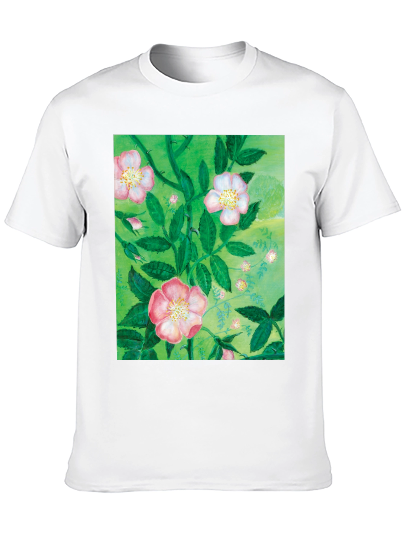 Floral Print T-Shirt - Artistic Botanical Design