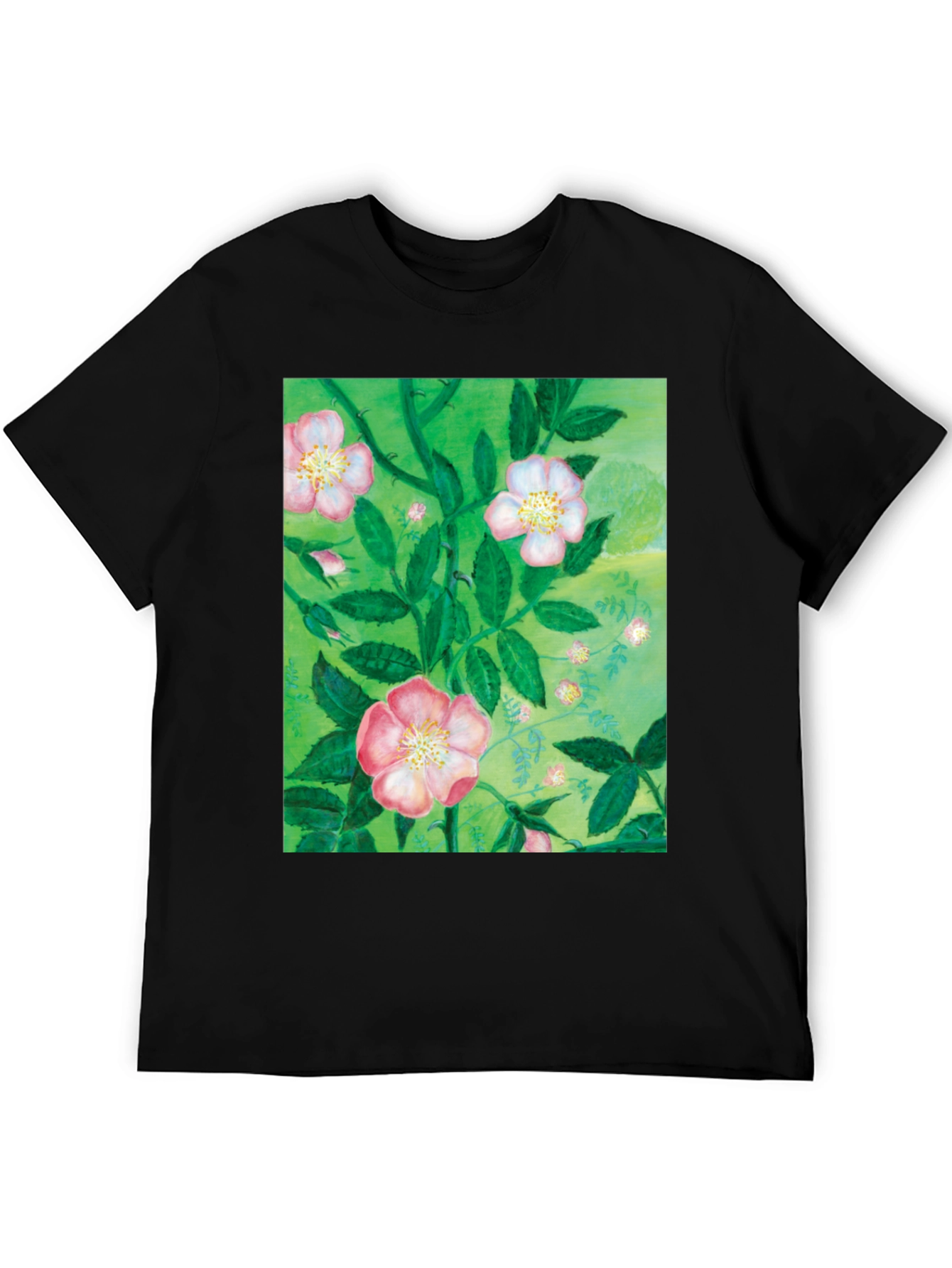 Floral Print T-Shirt - Artistic Botanical Design