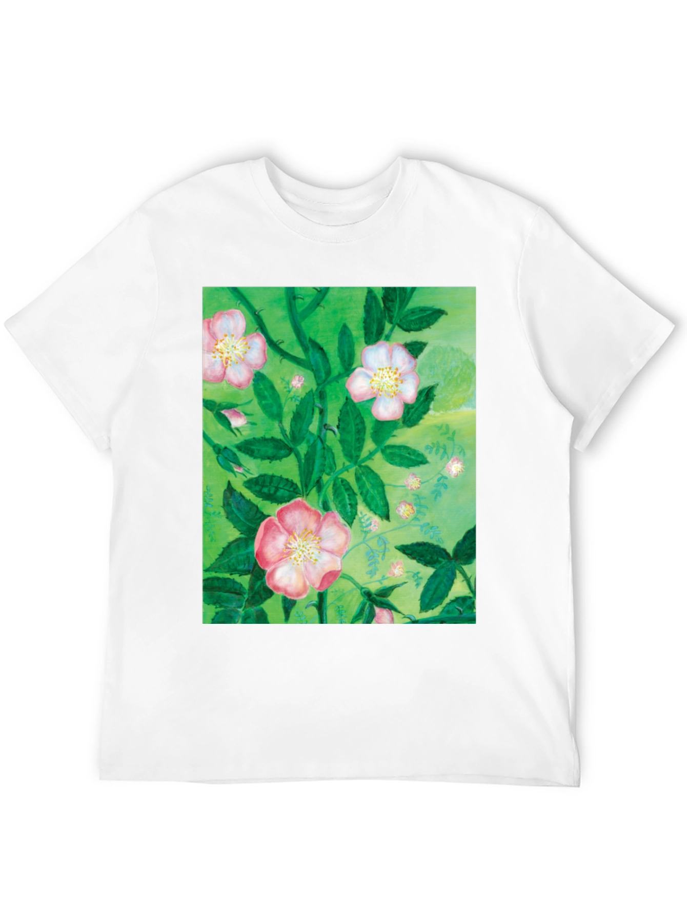 Floral Print T-Shirt - Artistic Botanical Design