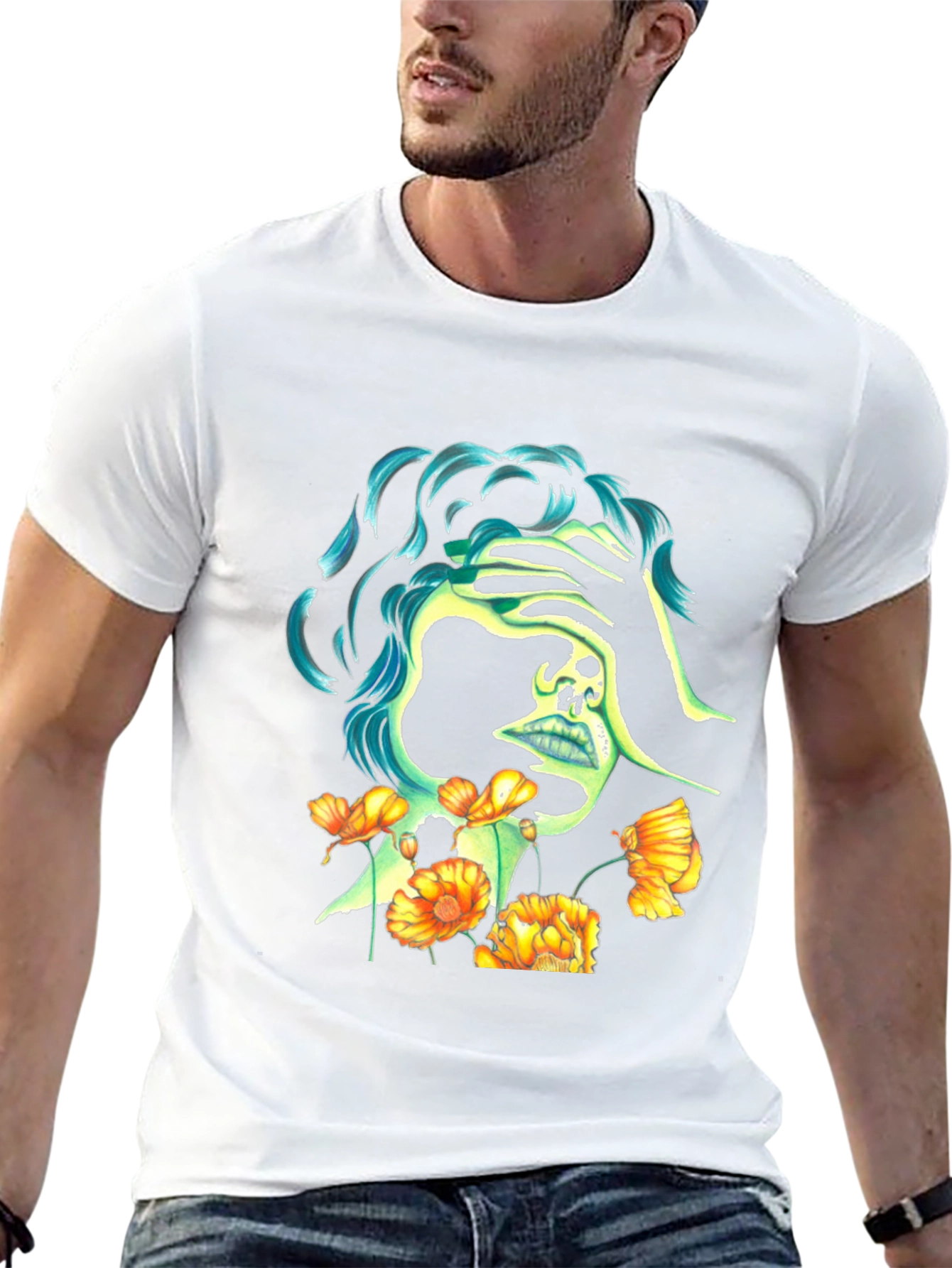 Skull & Flowers Graphic Black T-Shirt
