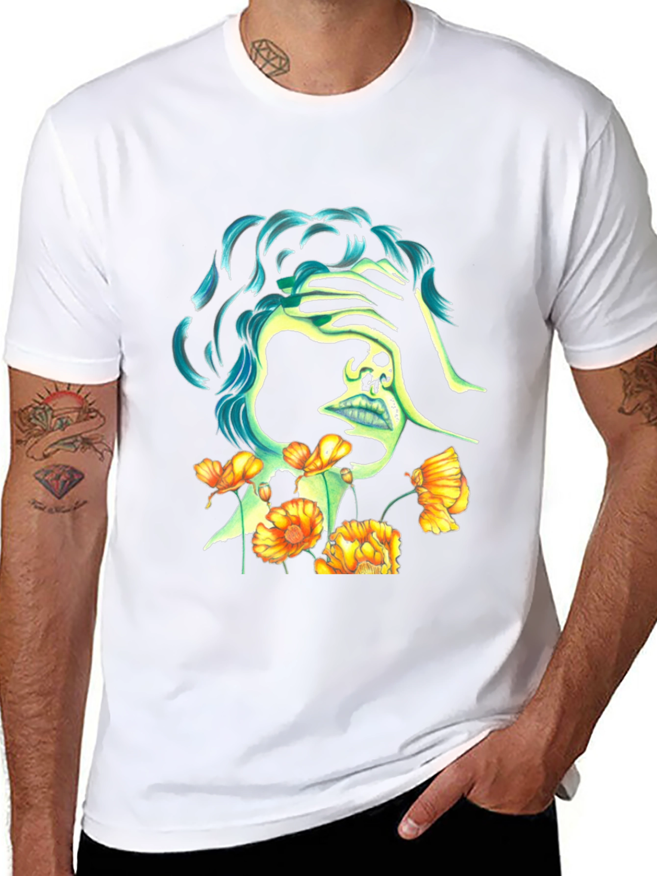 Skull & Flowers Graphic Black T-Shirt