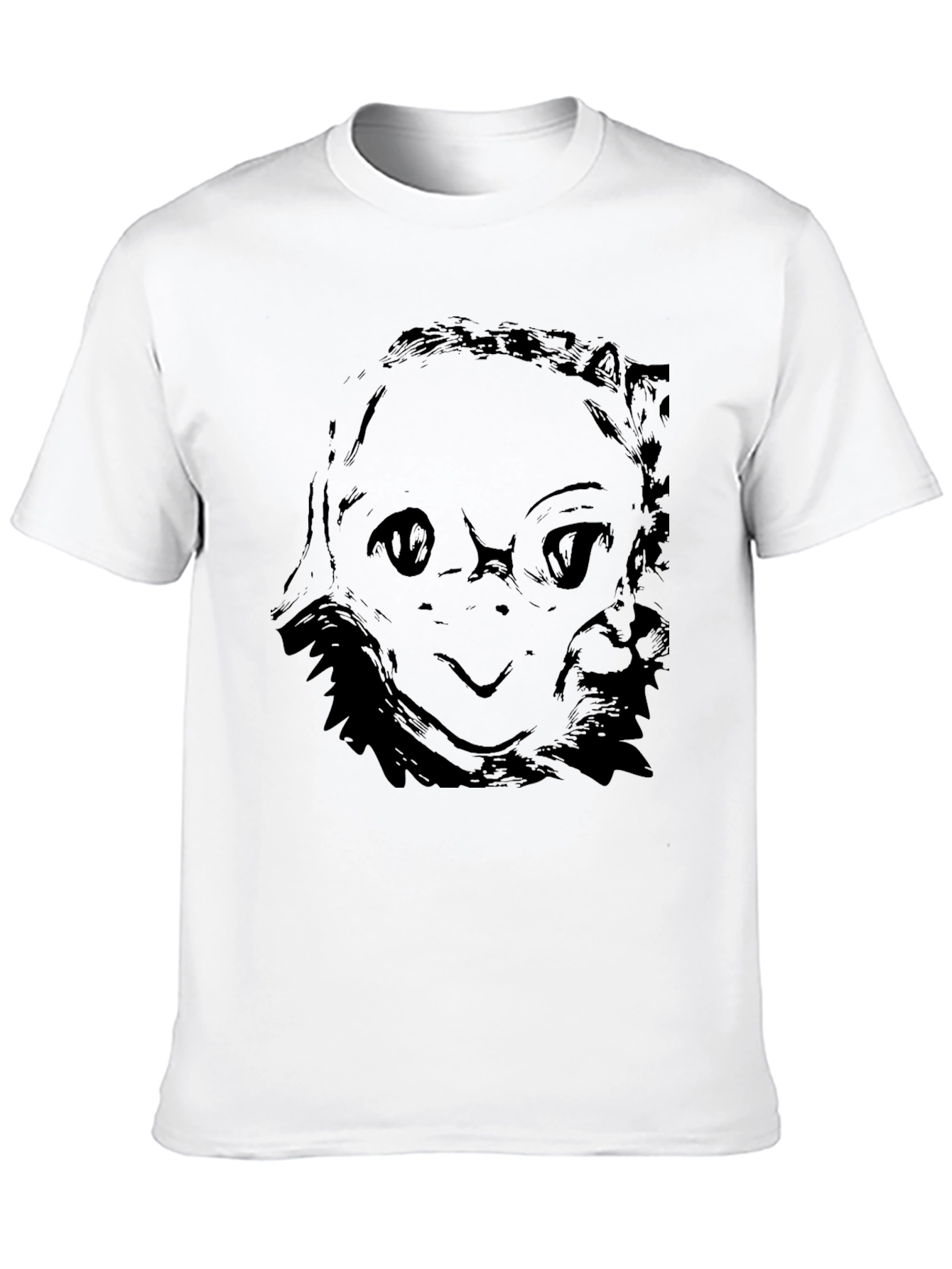Black Graphic Tee - Abstract Face Design