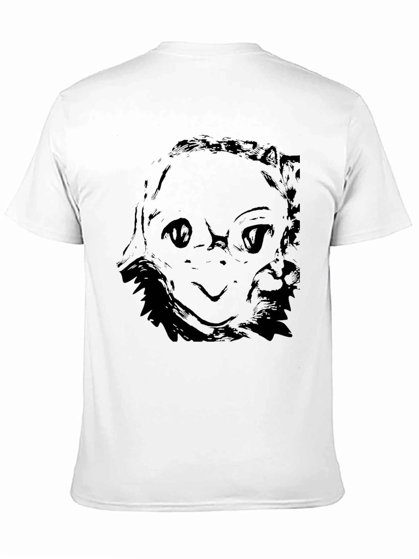 Black Graphic Tee - Abstract Face Design