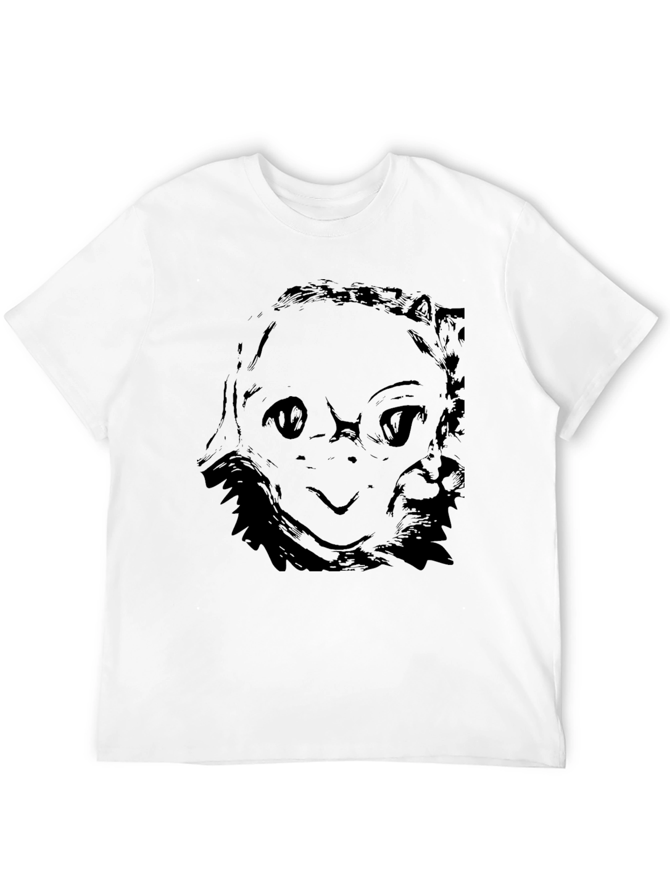 Black Graphic Tee - Abstract Face Design
