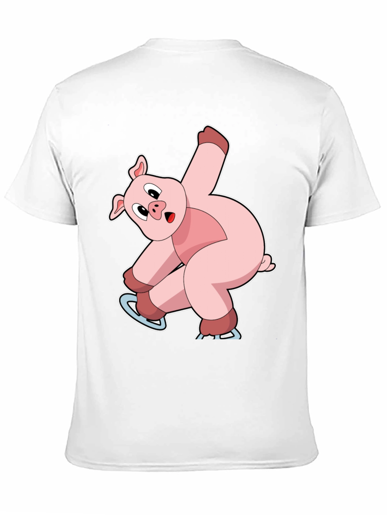 Skating Pig Graphic Tee - Black Cotton T-Shirt