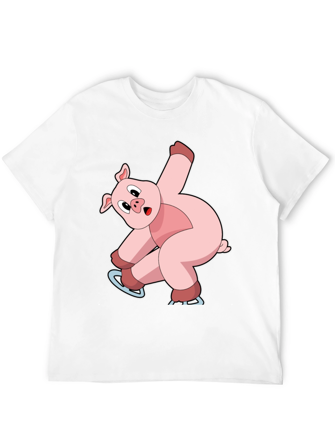 Skating Pig Graphic Tee - Black Cotton T-Shirt