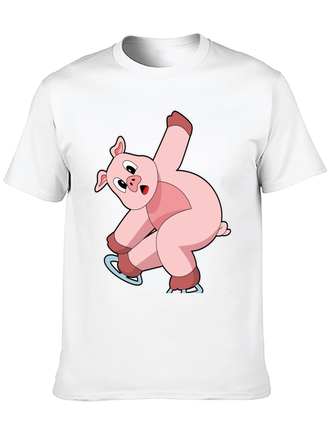 Skating Pig Graphic Tee - Black Cotton T-Shirt