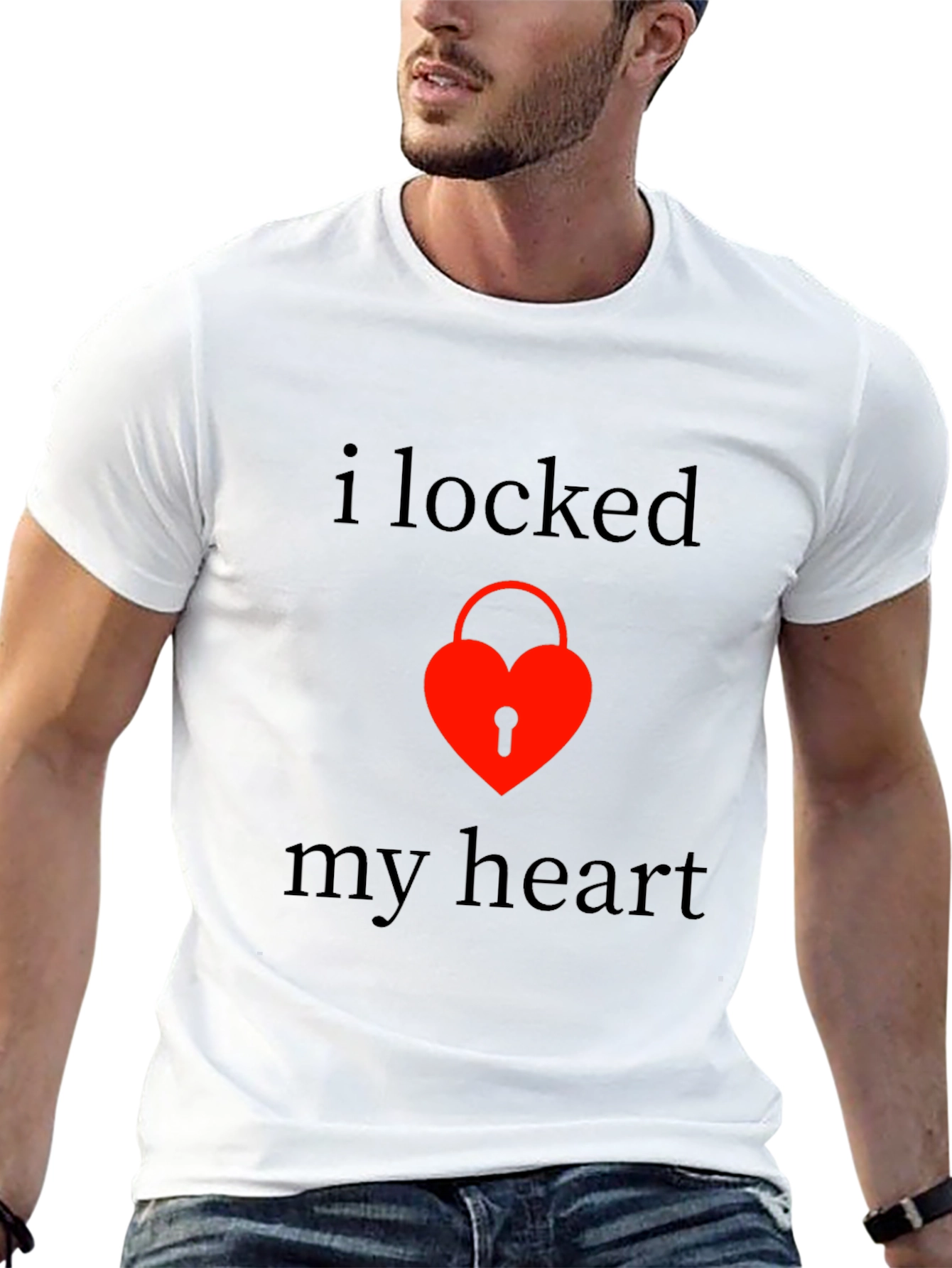 Locked Heart Graphic Tee - Stylish Black T-Shirt