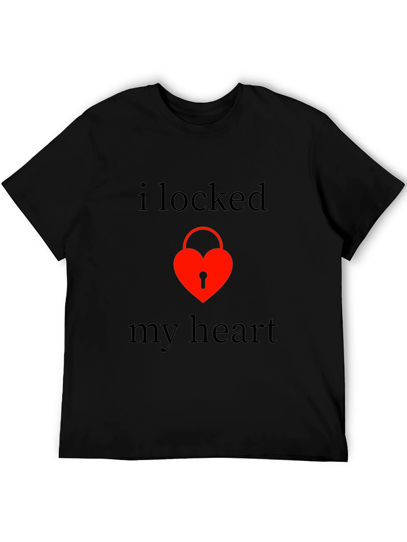 Locked Heart Graphic Tee - Stylish Black T-Shirt