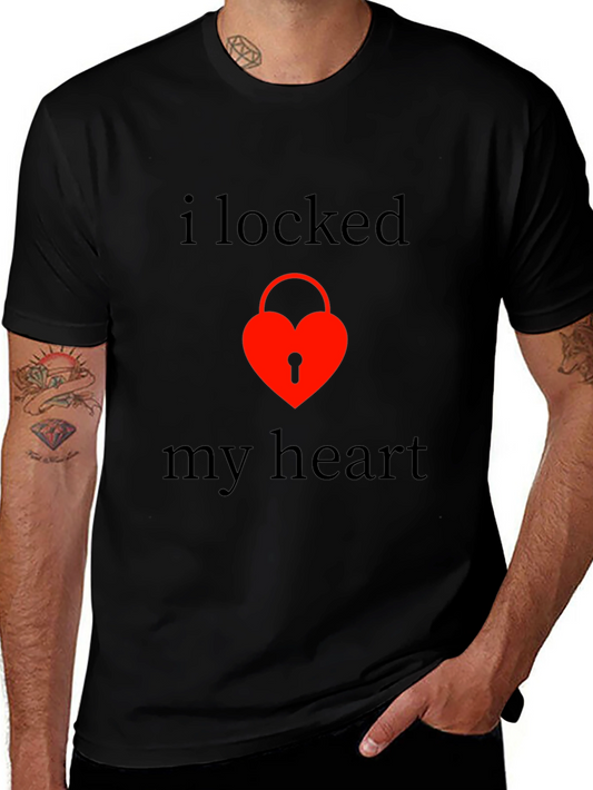 Locked Heart Graphic Tee - Stylish Black T-Shirt