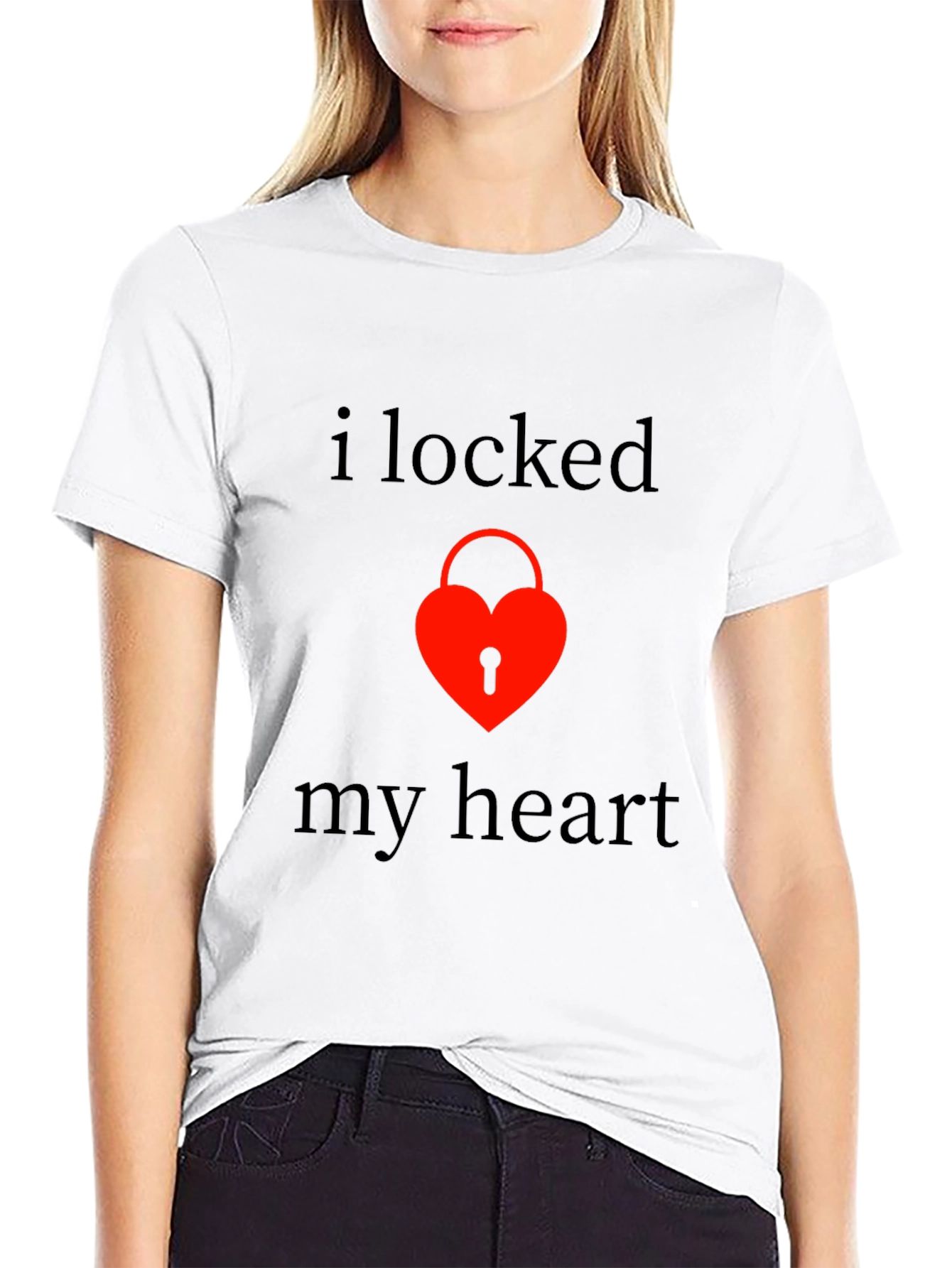 Locked Heart Graphic Tee - Stylish Black T-Shirt