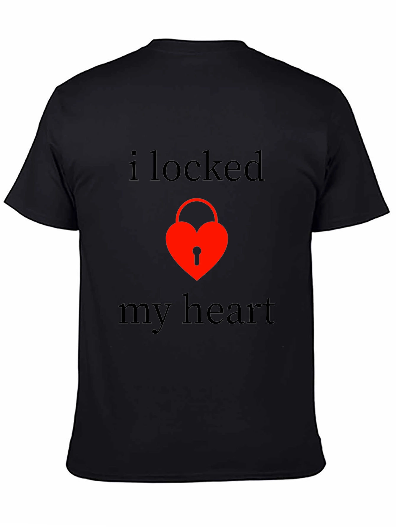 Locked Heart Graphic Tee - Stylish Black T-Shirt