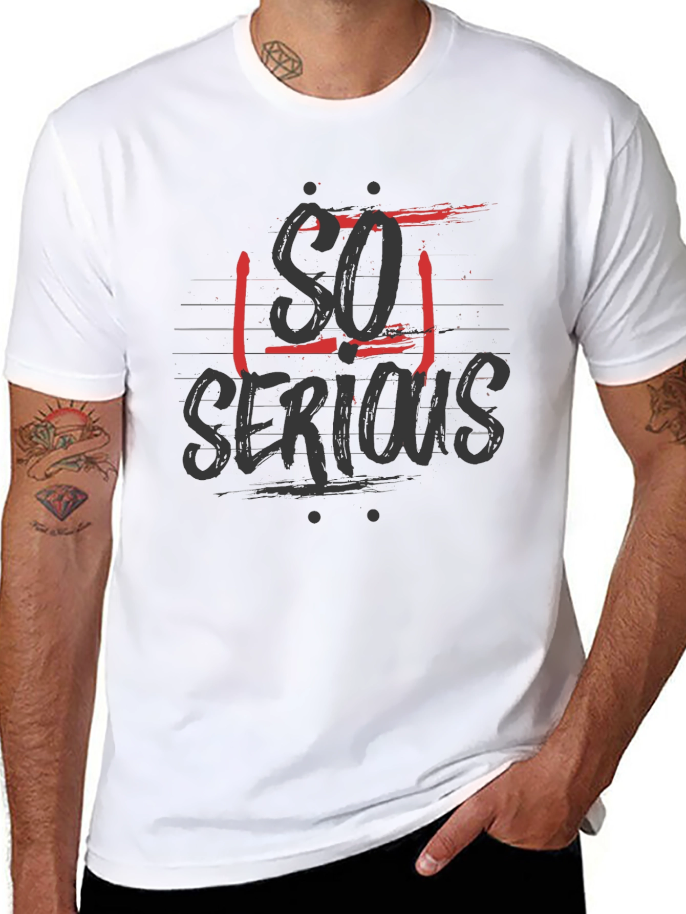 So Serious Graphic Print Black T-Shirt