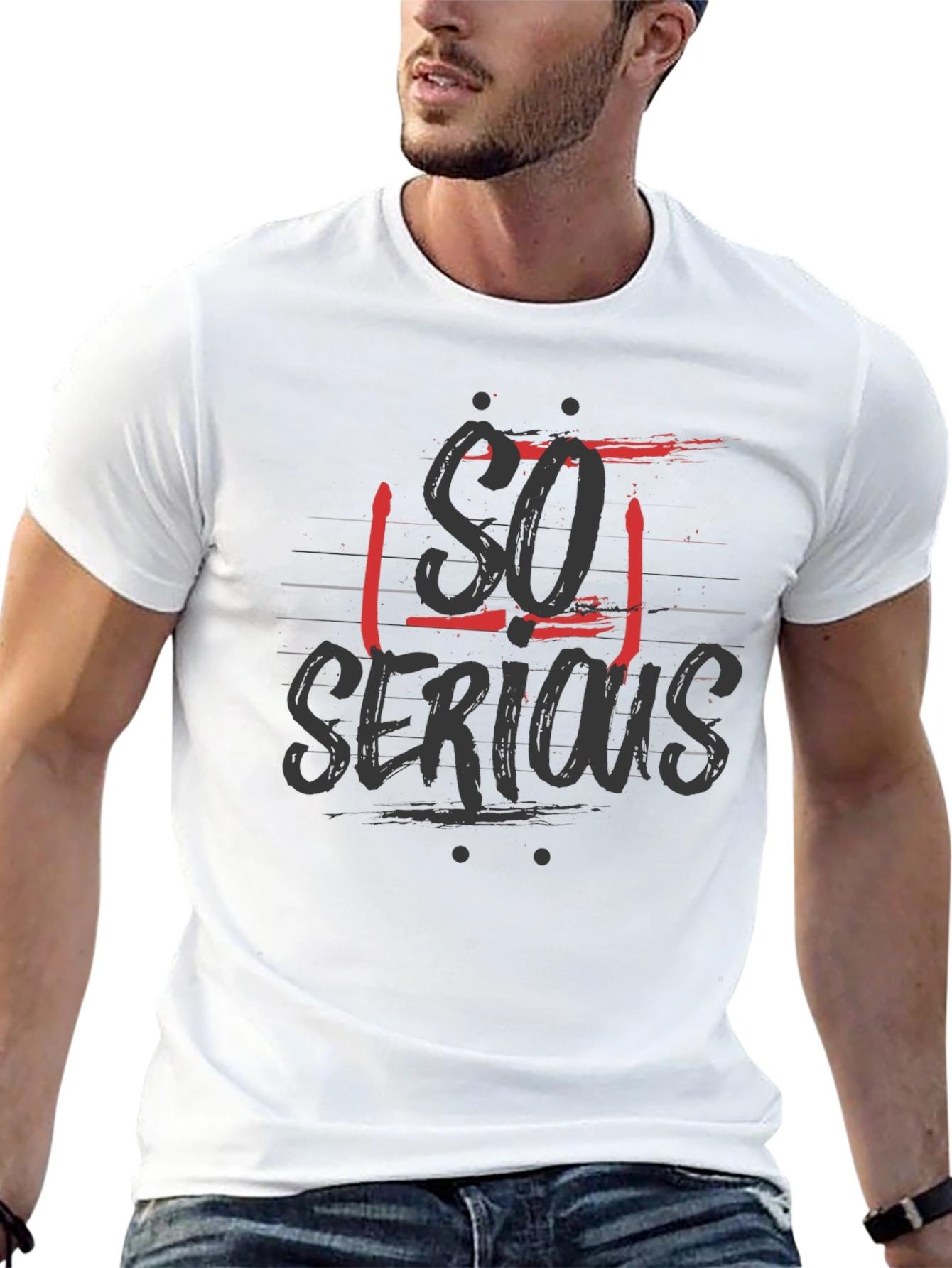 So Serious Graphic Print Black T-Shirt