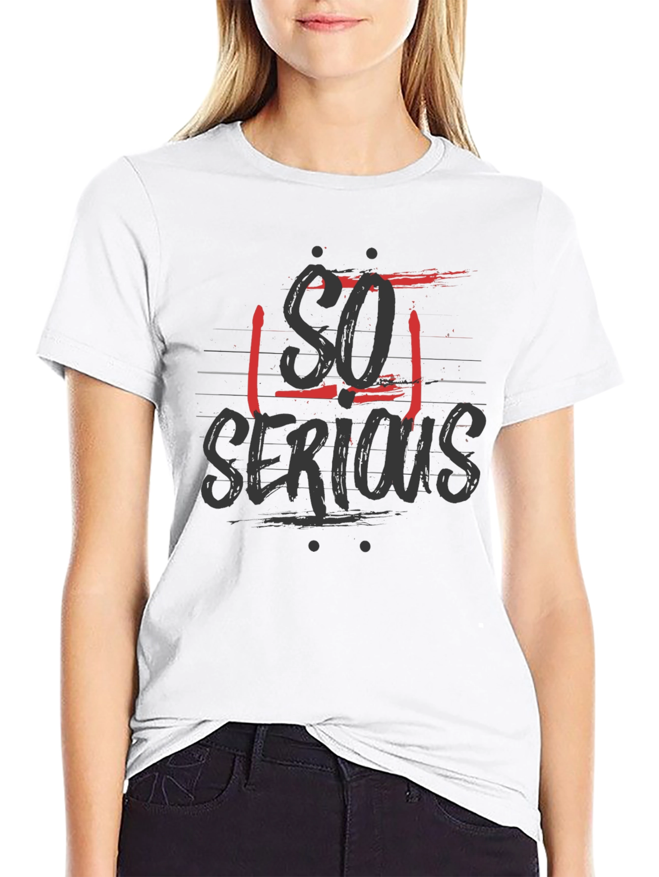 So Serious Graphic Print Black T-Shirt