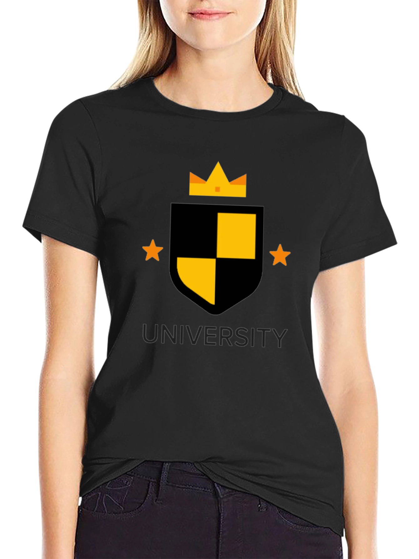 University Crest Graphic Tee - Black