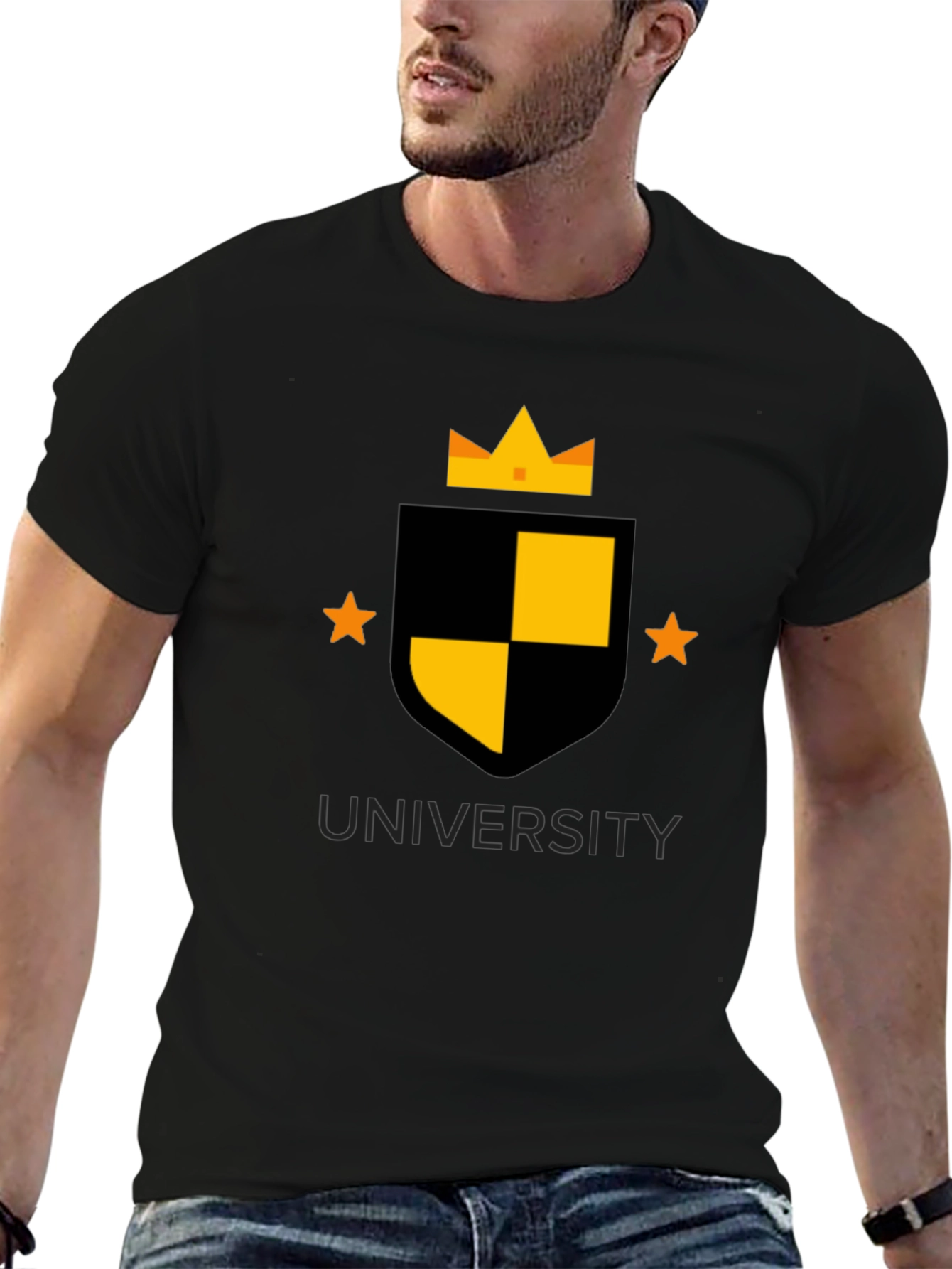 University Crest Graphic Tee - Black