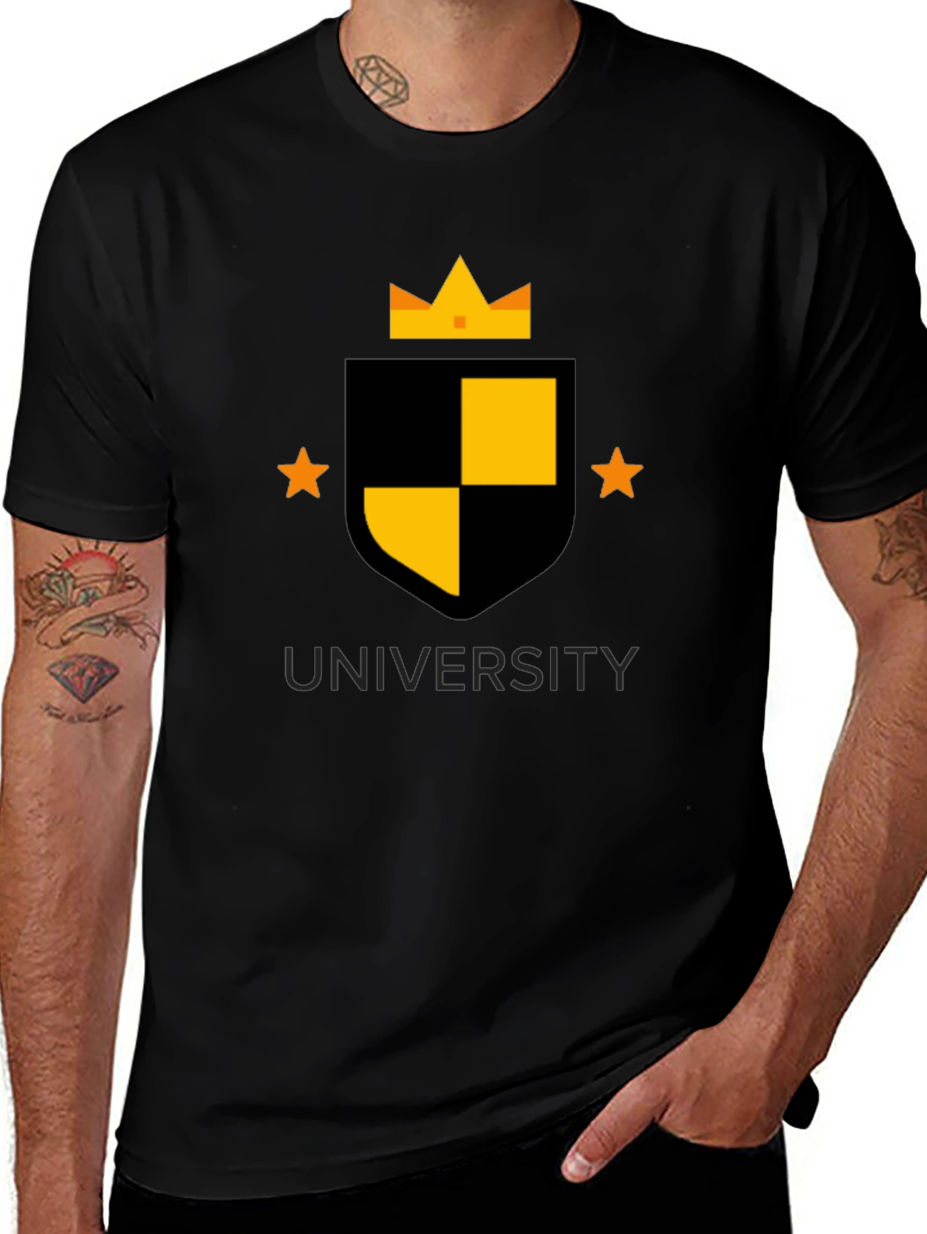University Crest Graphic Tee - Black