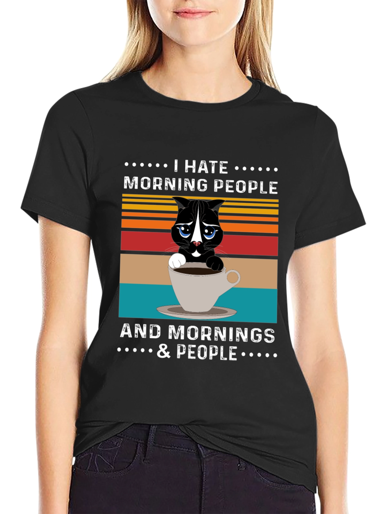 I Hate Morning People Cat T-Shirt