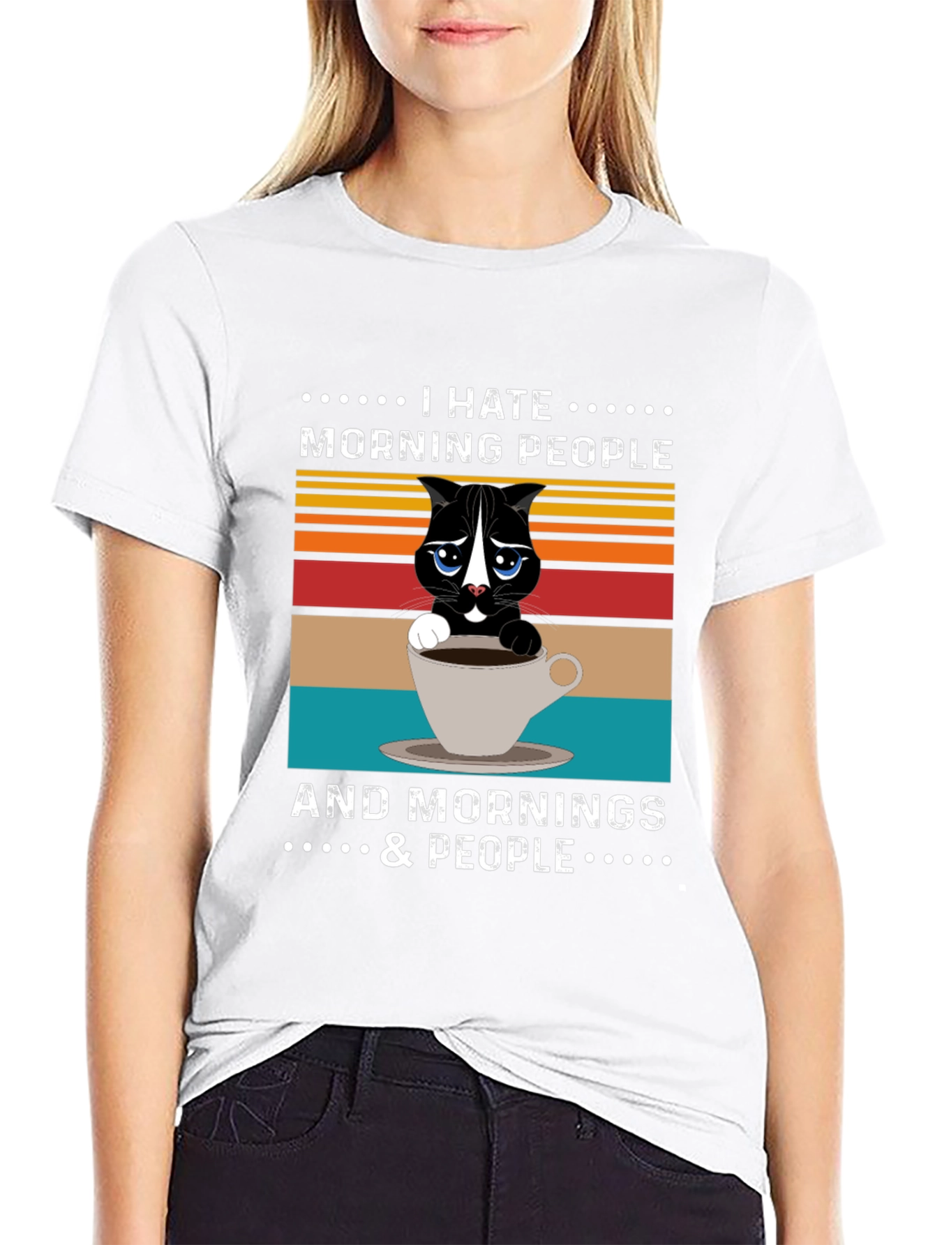 I Hate Morning People Cat T-Shirt