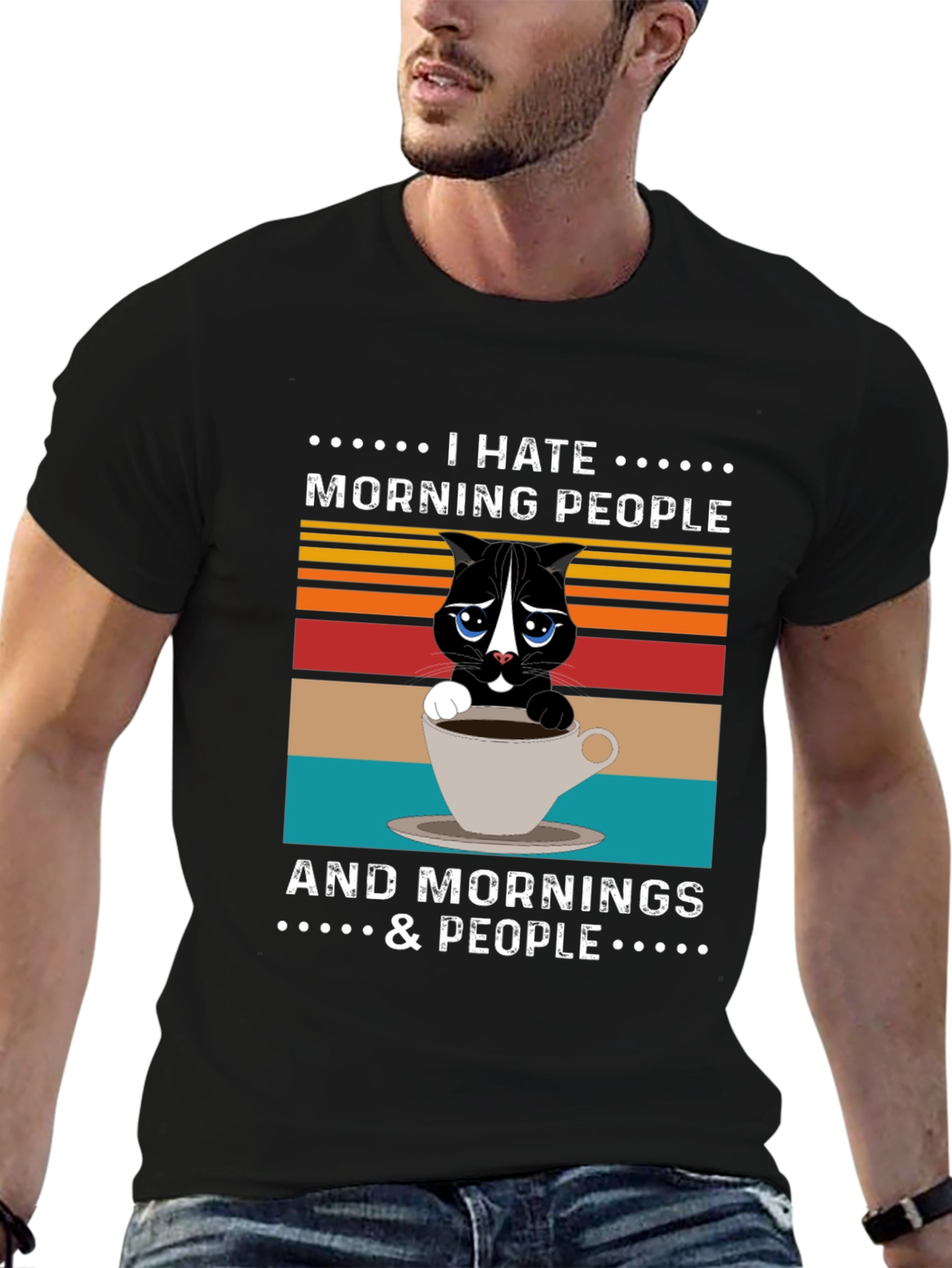 I Hate Morning People Cat T-Shirt