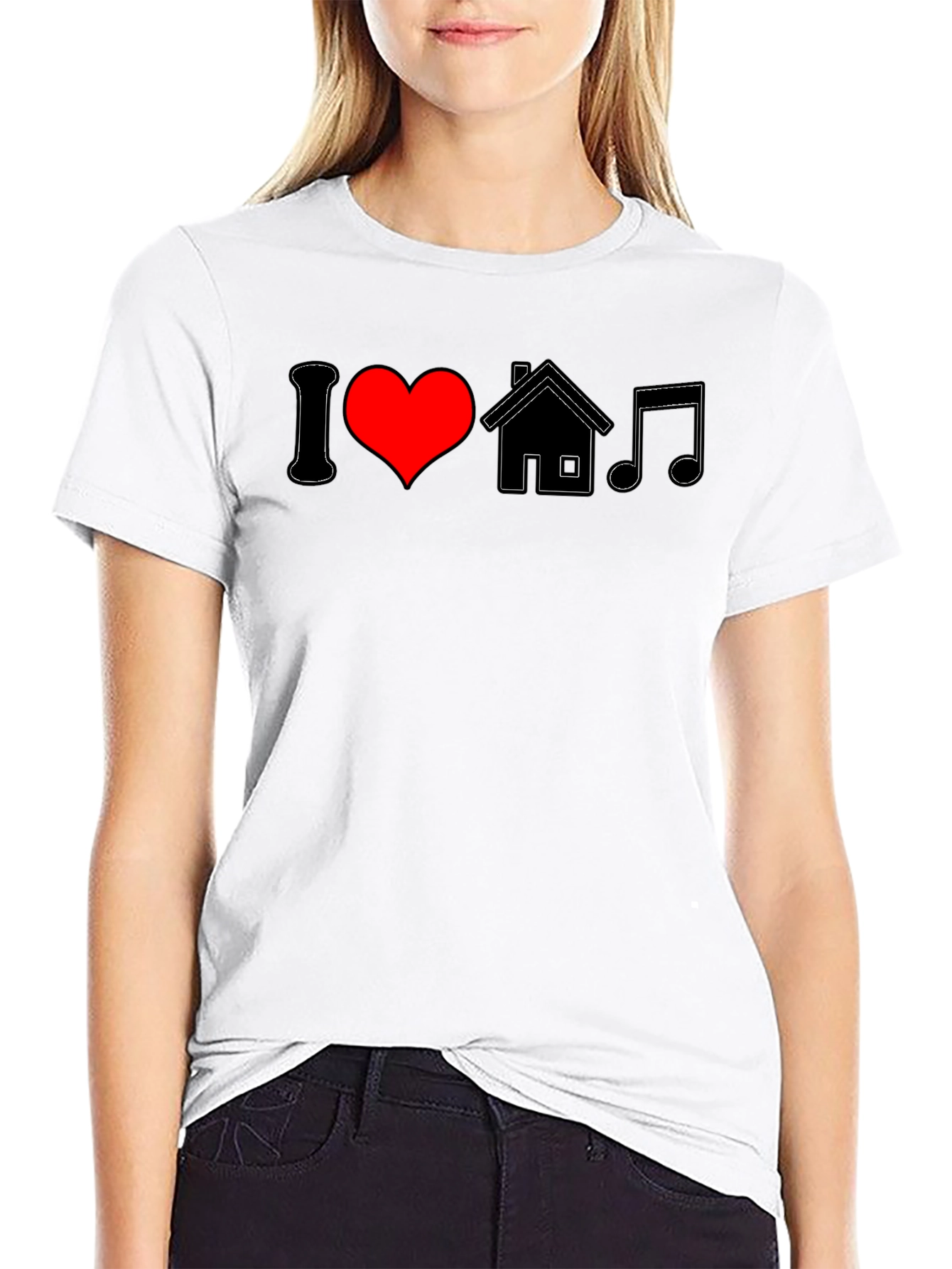 I Love House Music Black Graphic Tee