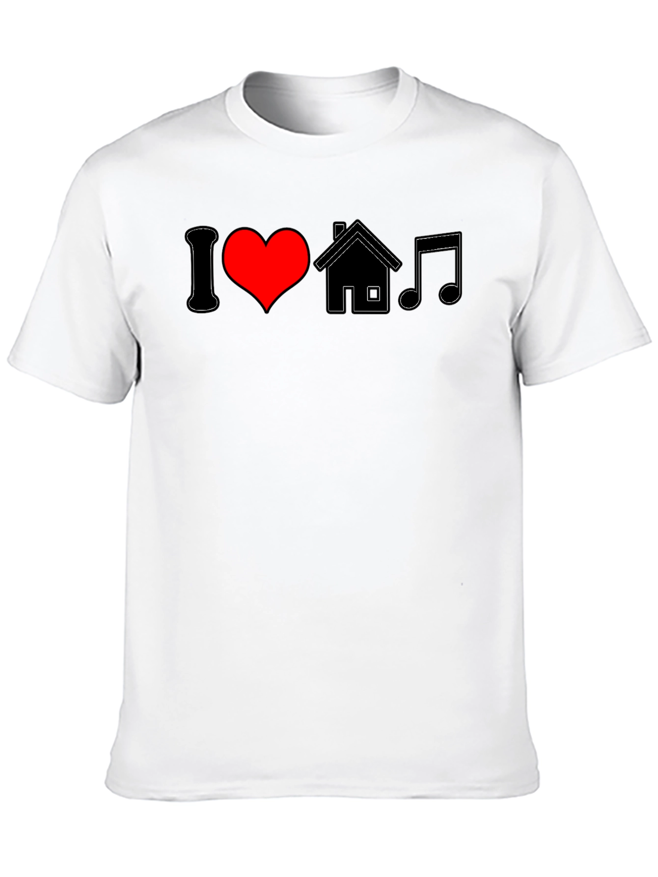 I Love House Music Black Graphic Tee