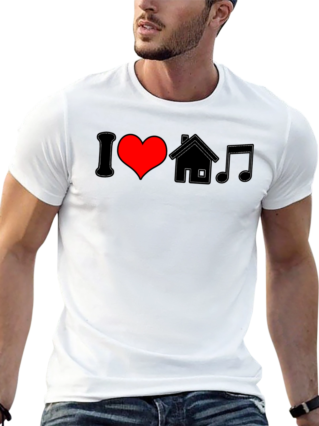 I Love House Music Black Graphic Tee