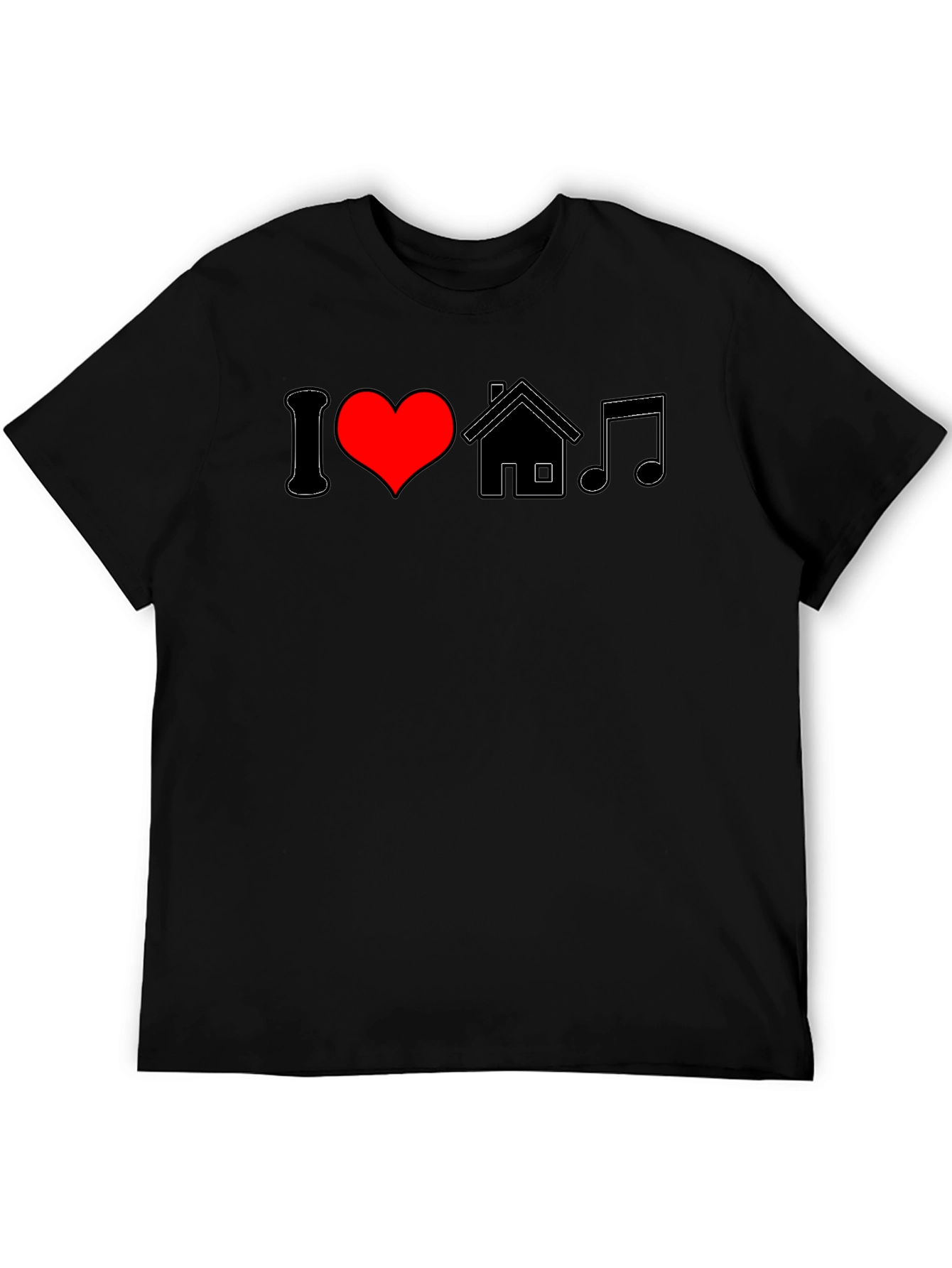 I Love House Music Black Graphic Tee