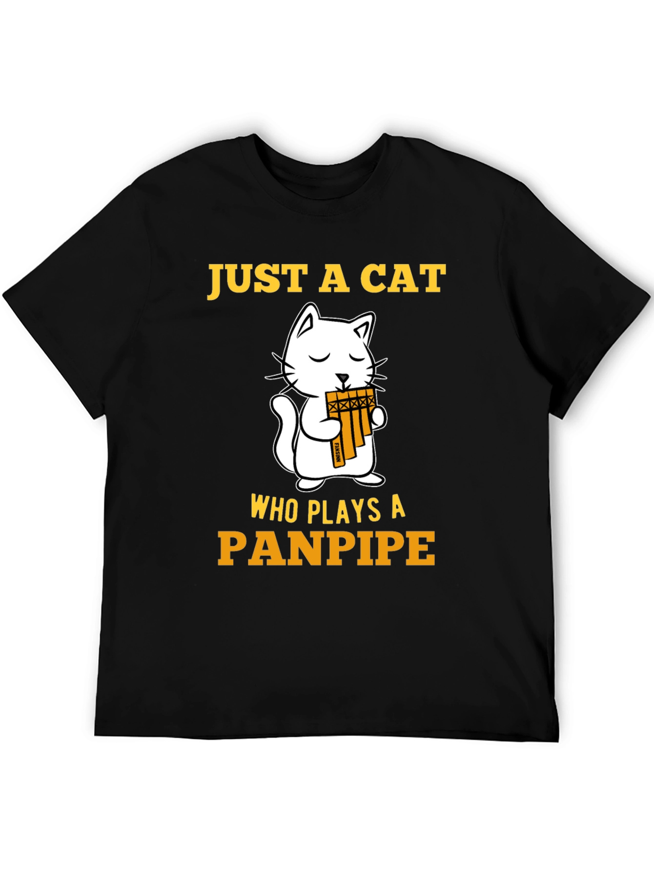 Cat Panpipe T-Shirt - Musical Animal Tee
