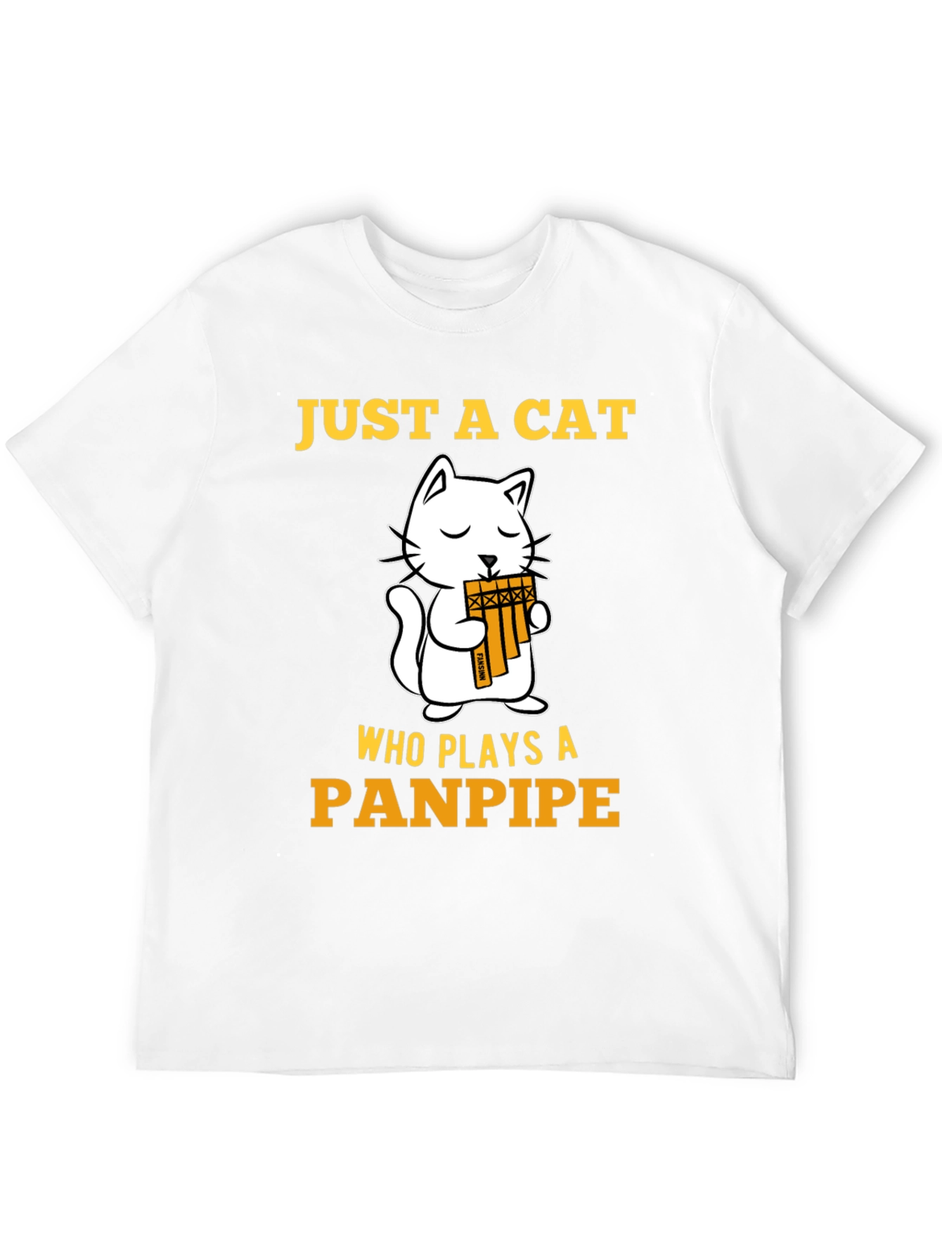 Cat Panpipe T-Shirt - Musical Animal Tee