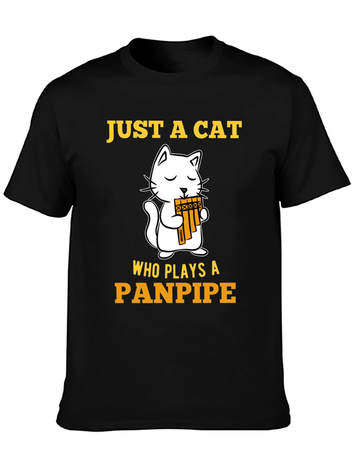 Cat Panpipe T-Shirt - Musical Animal Tee