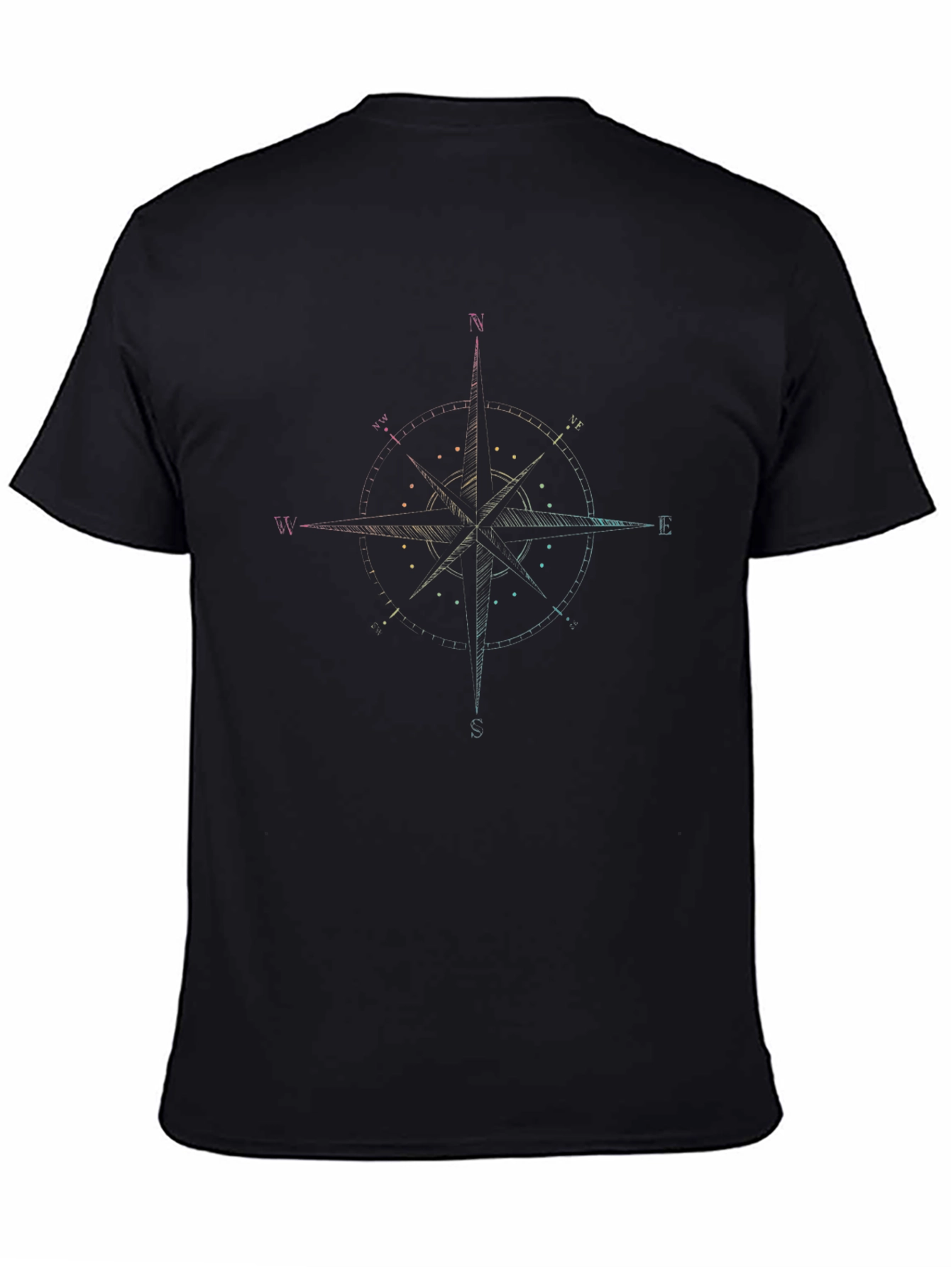 Mens Black Compass Rose Graphic Tee