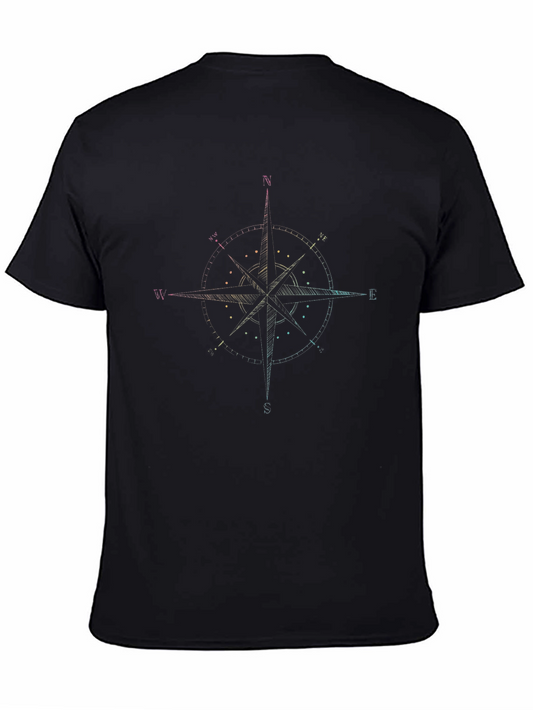 Mens Black Compass Rose Graphic Tee