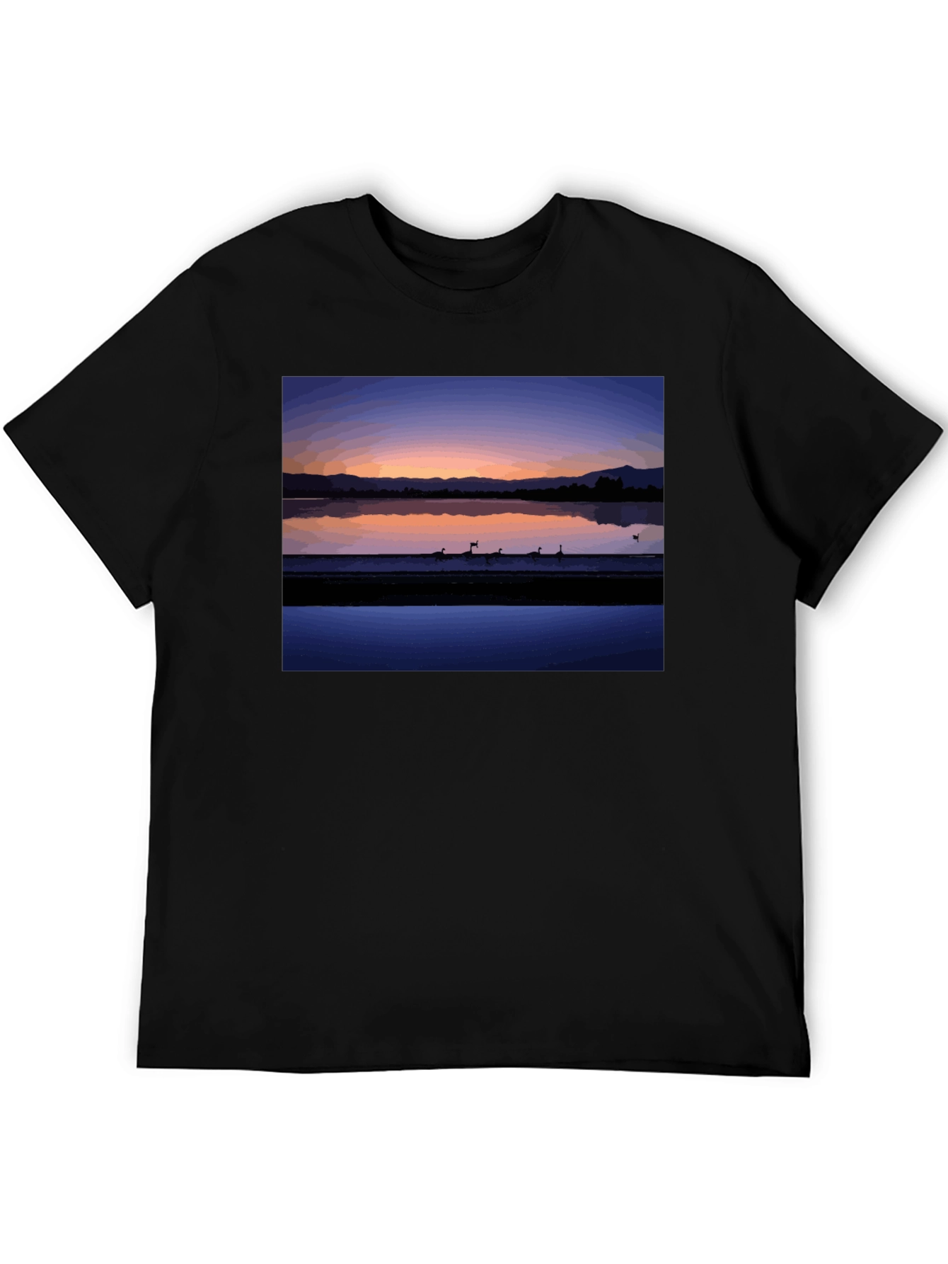 Sunset Lake Graphic Tee - Stylish Black T-Shirt