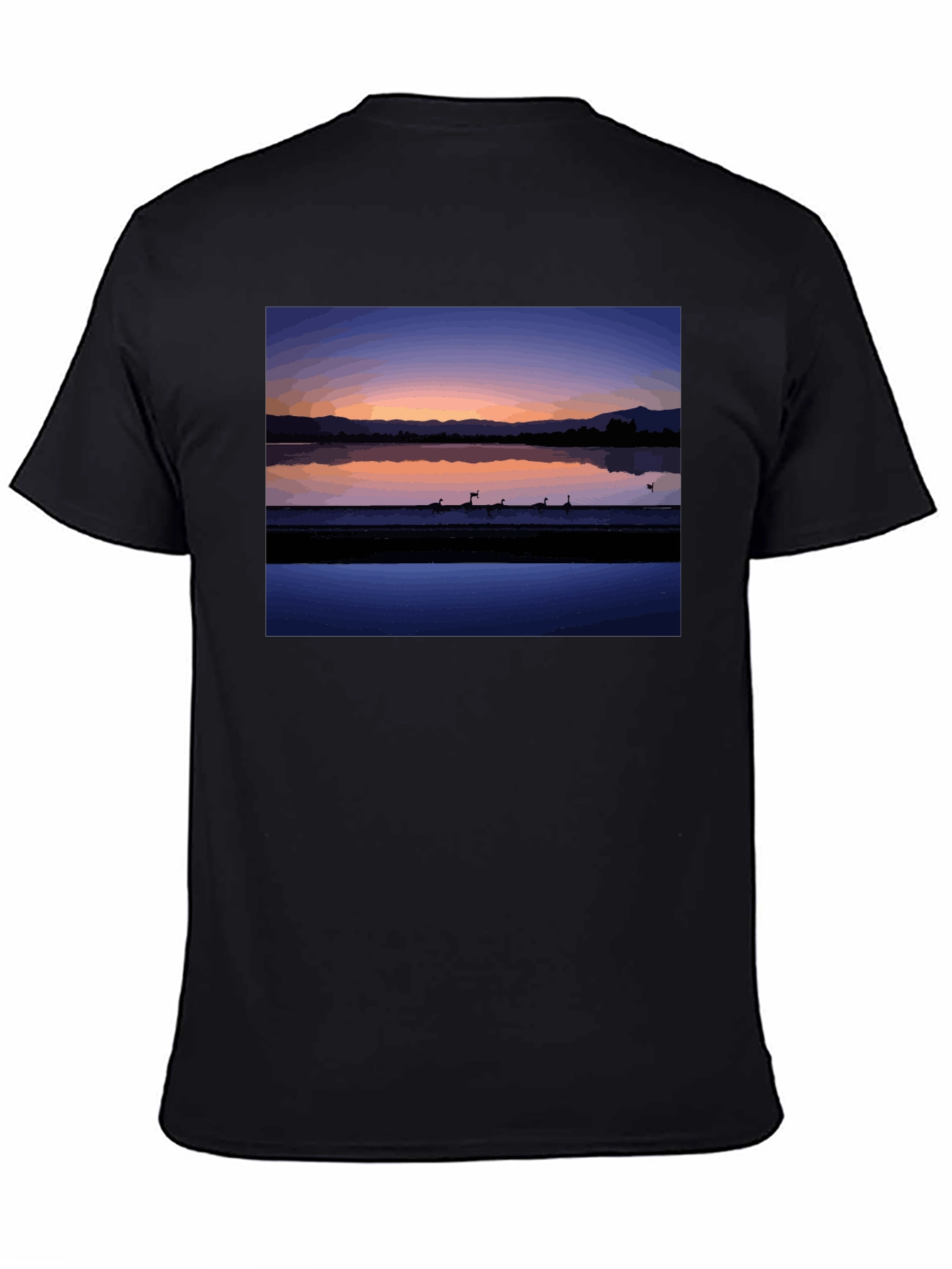 Sunset Lake Graphic Tee - Stylish Black T-Shirt