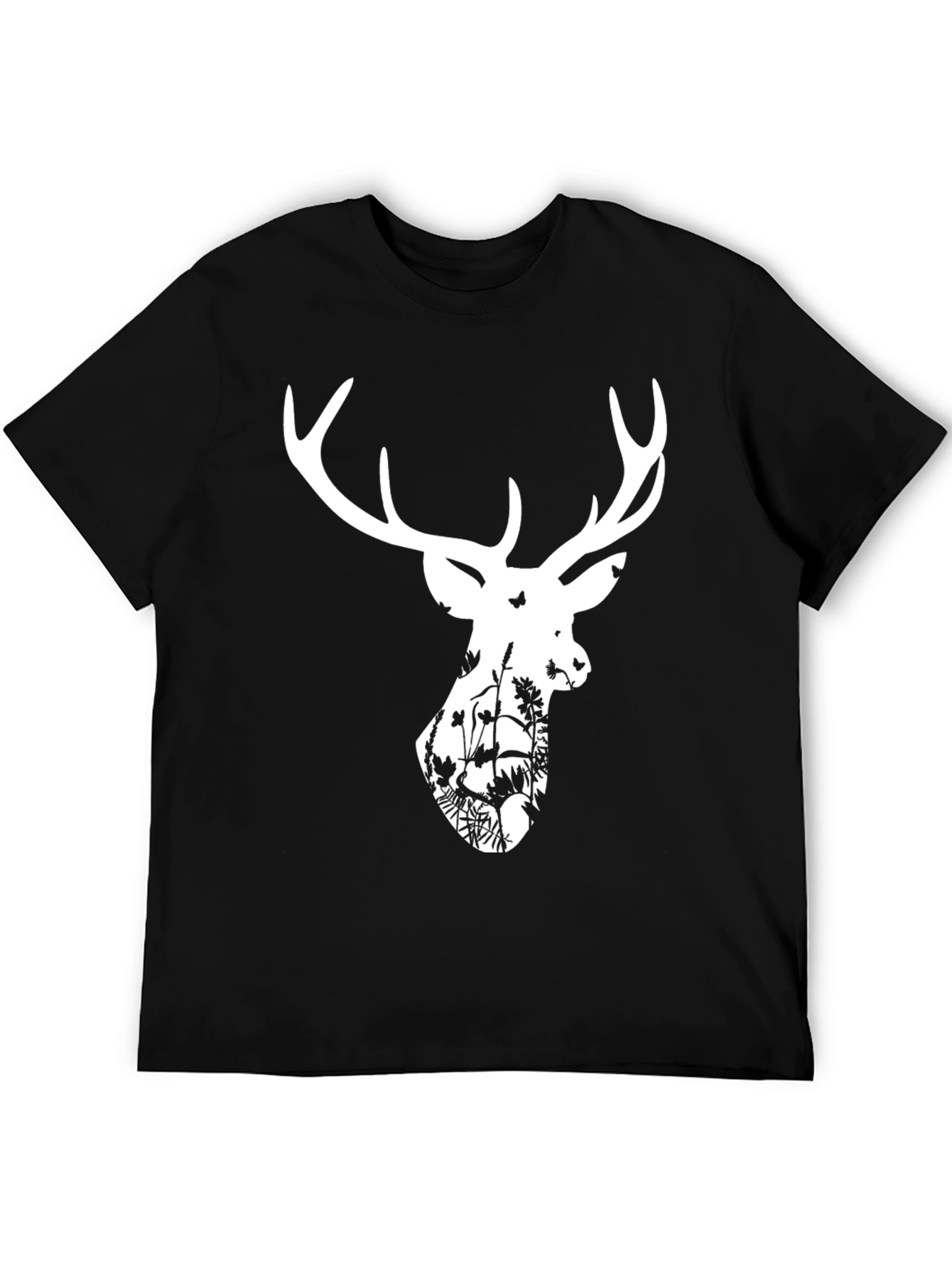 Deer Silhouette Graphic T-Shirt - Black