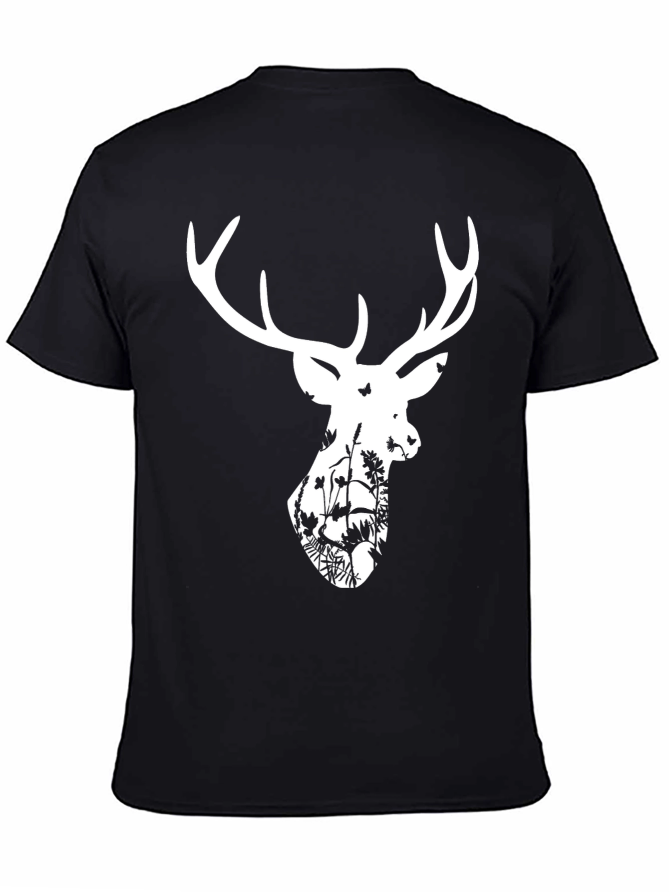 Deer Silhouette Graphic T-Shirt - Black